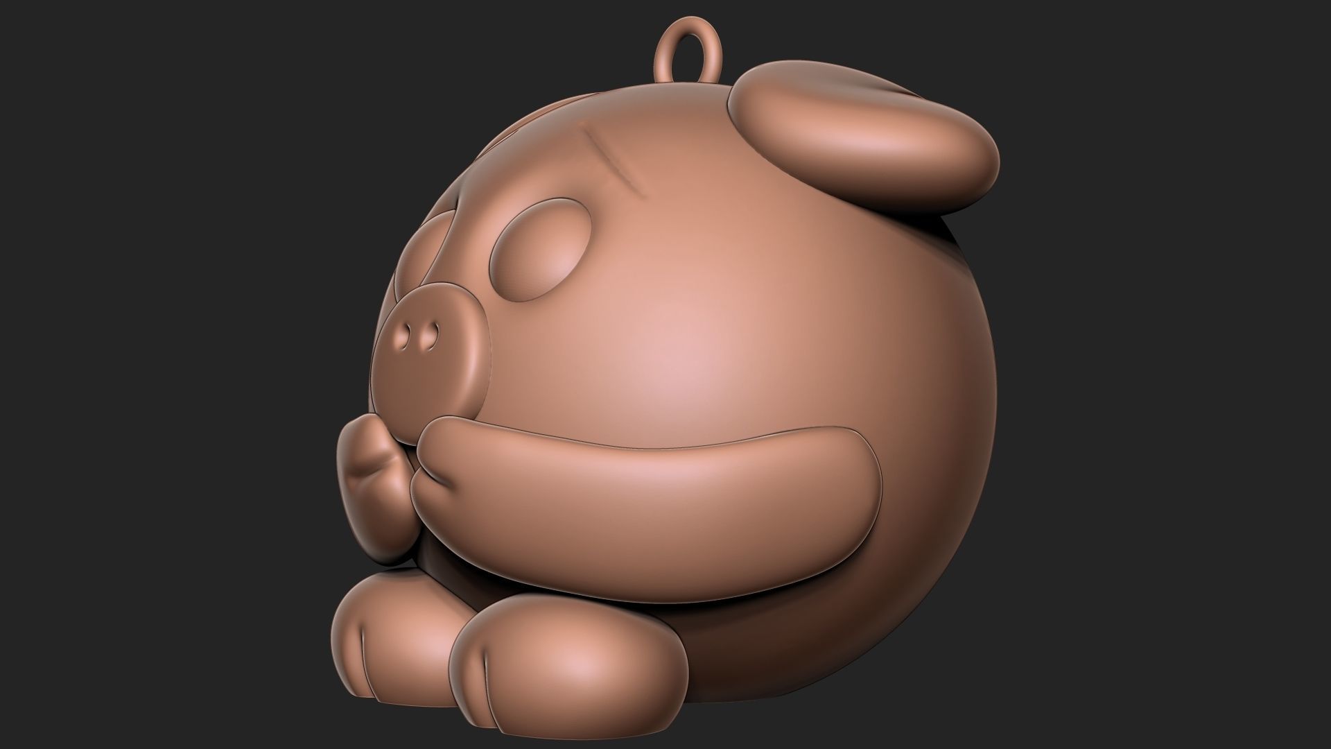 Piggy keychain 3D print model_4