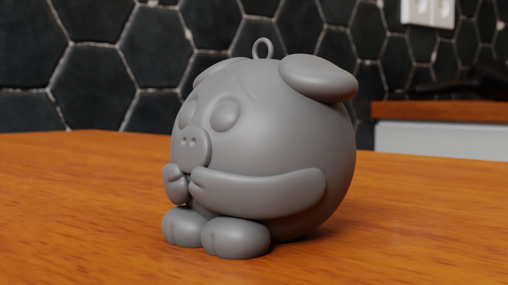 Piggy keychain 3D print model_5