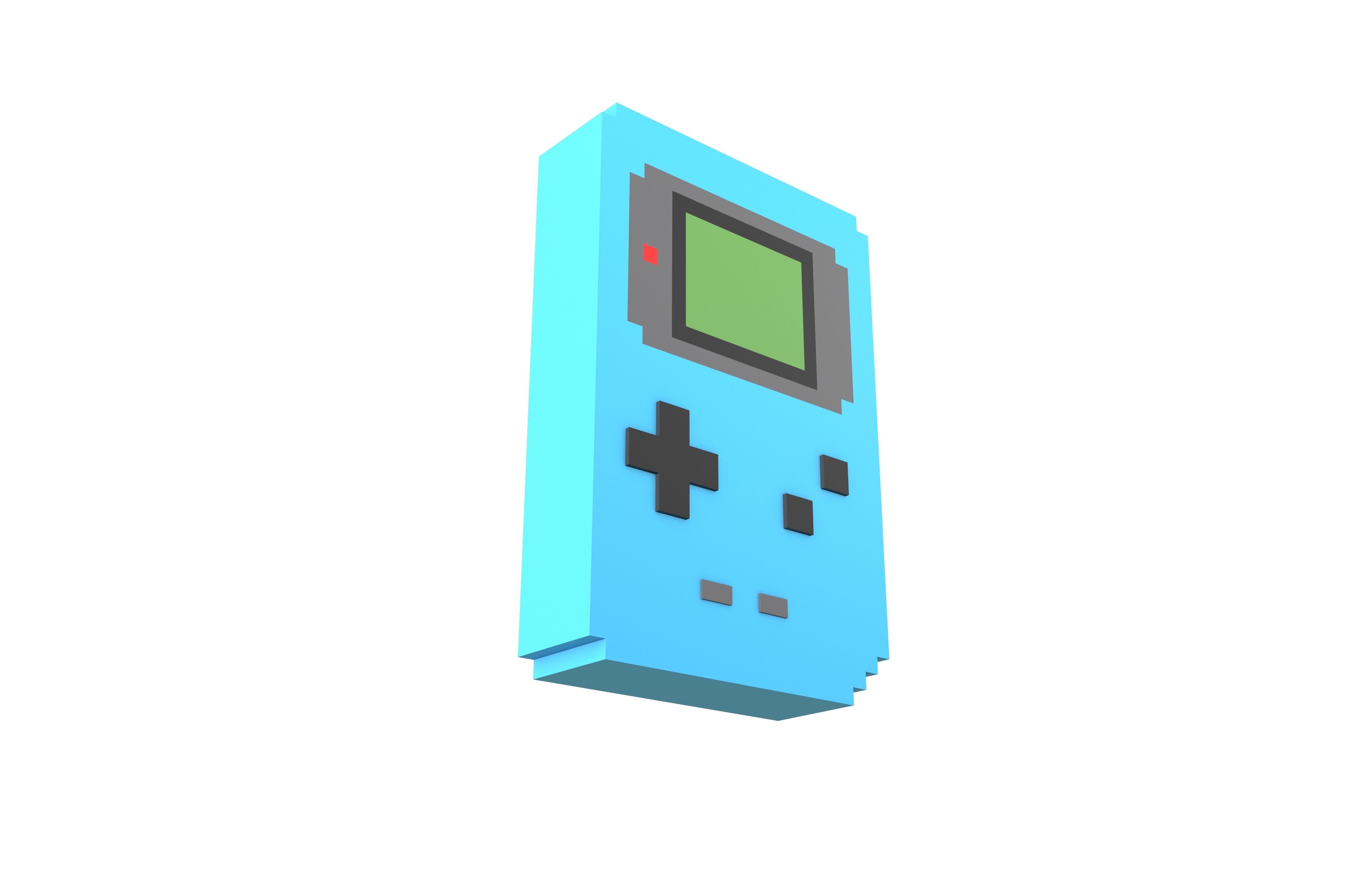 Pixel Gameboy v2 004 Low-poly 3D model_2