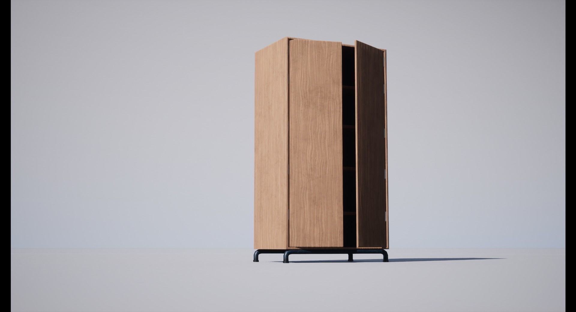 Cabinet wooden with two doors Low-poly 3D model_3