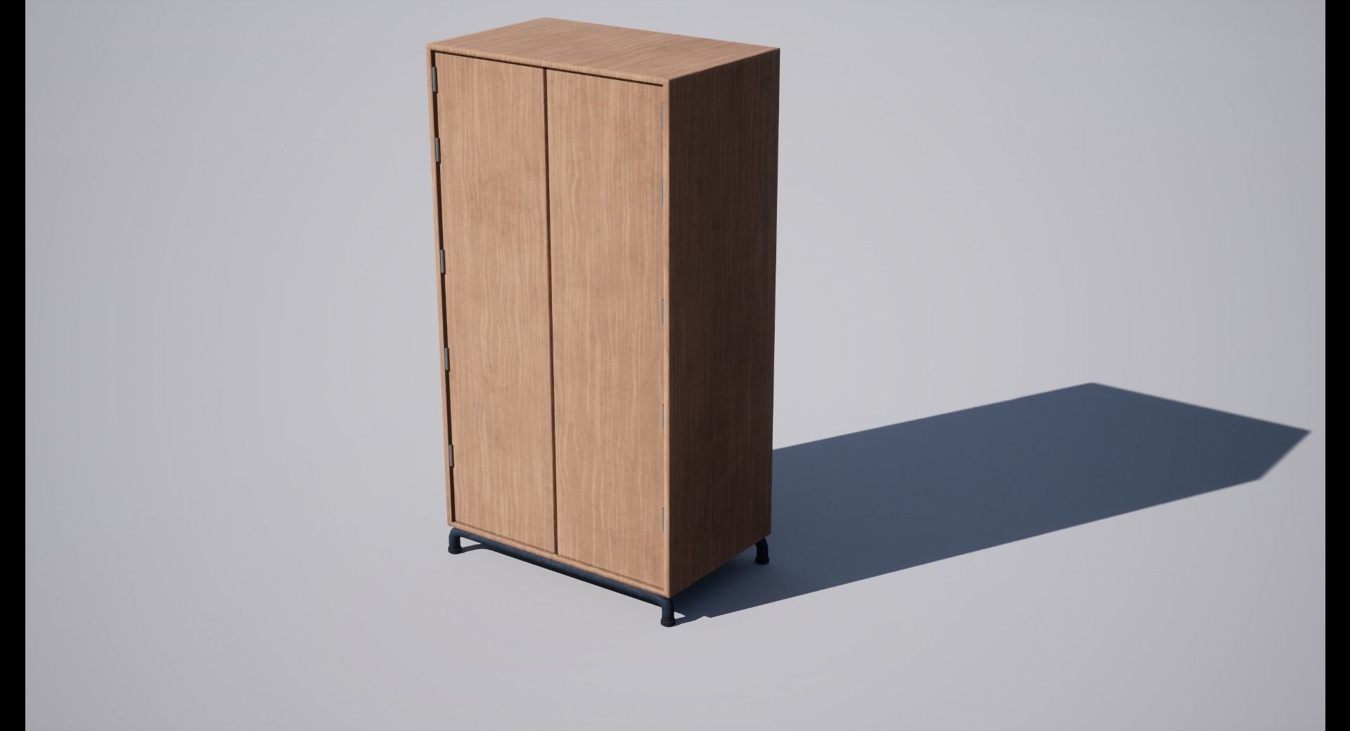Cabinet wooden with two doors Low-poly 3D model_4