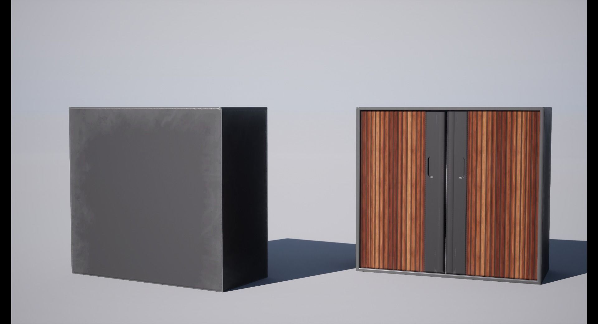 Cabinet wooden with doors and drawers Low-poly 3D model_8