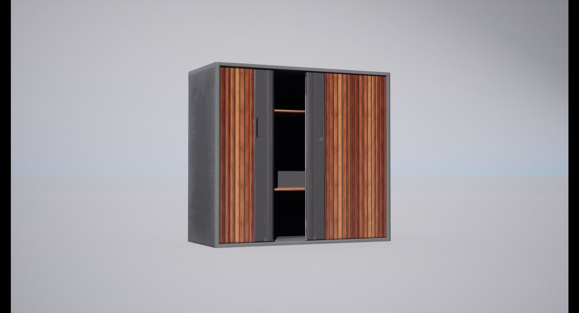 Cabinet wooden with doors and drawers Low-poly 3D model_2
