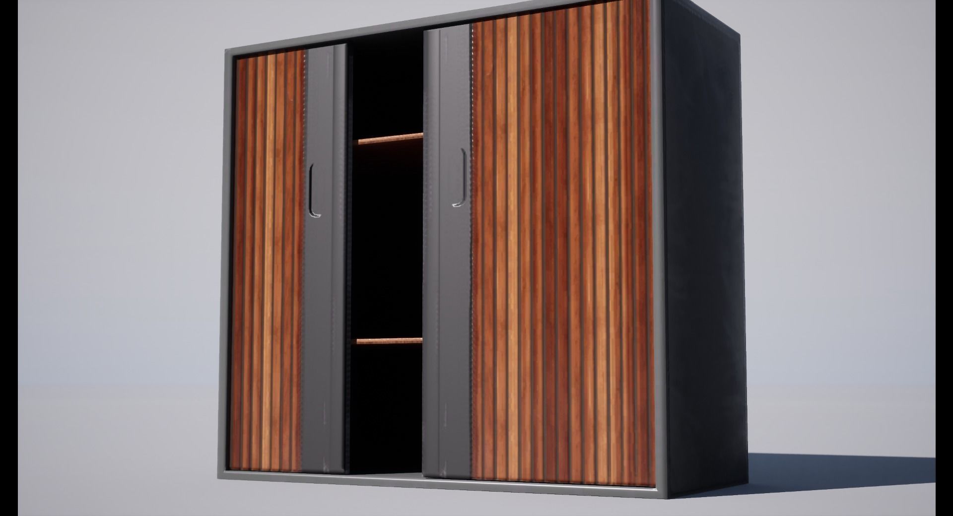 Cabinet wooden with doors and drawers Low-poly 3D model_4