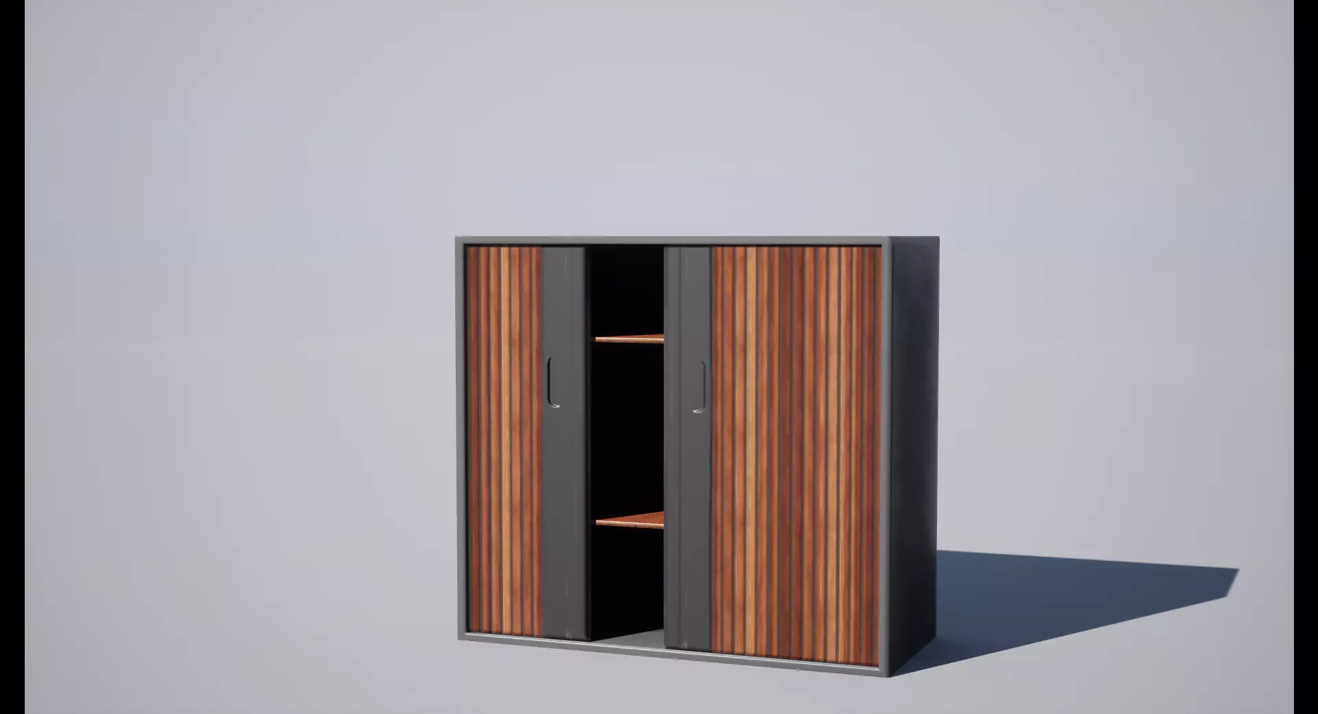 Cabinet wooden with doors and drawers Low-poly 3D model_0