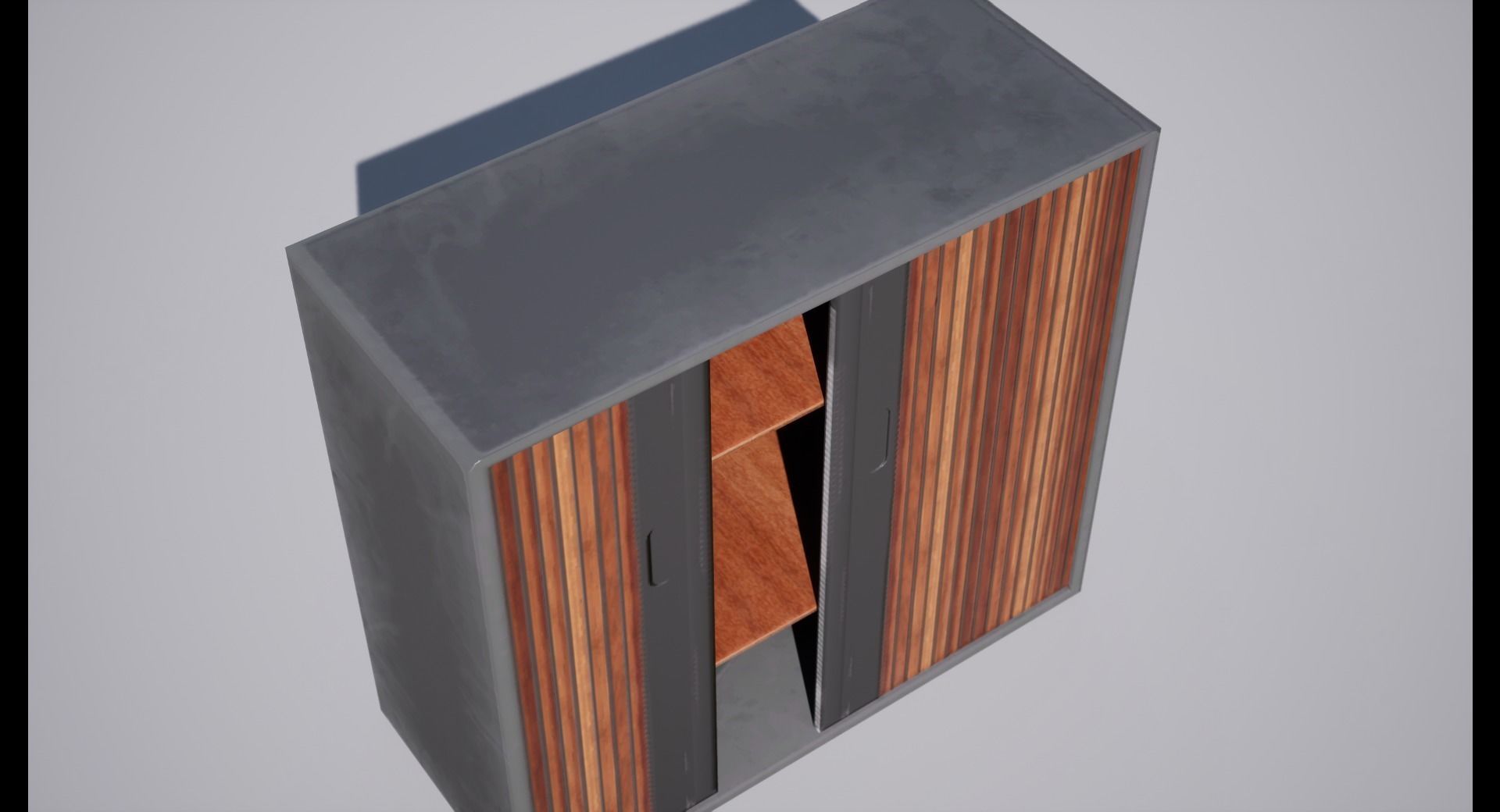 Cabinet wooden with doors and drawers Low-poly 3D model_11