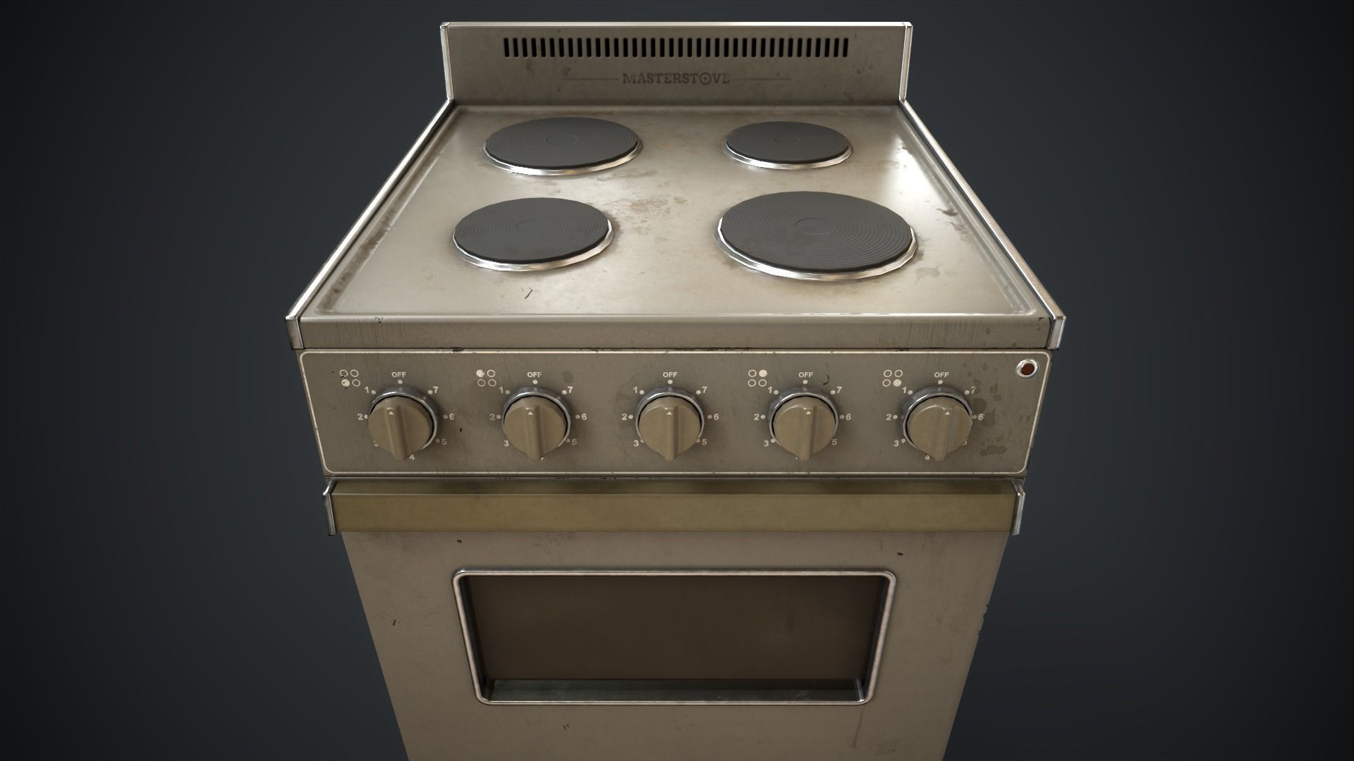 Electric stove and utensils set Low-poly 3D model_24