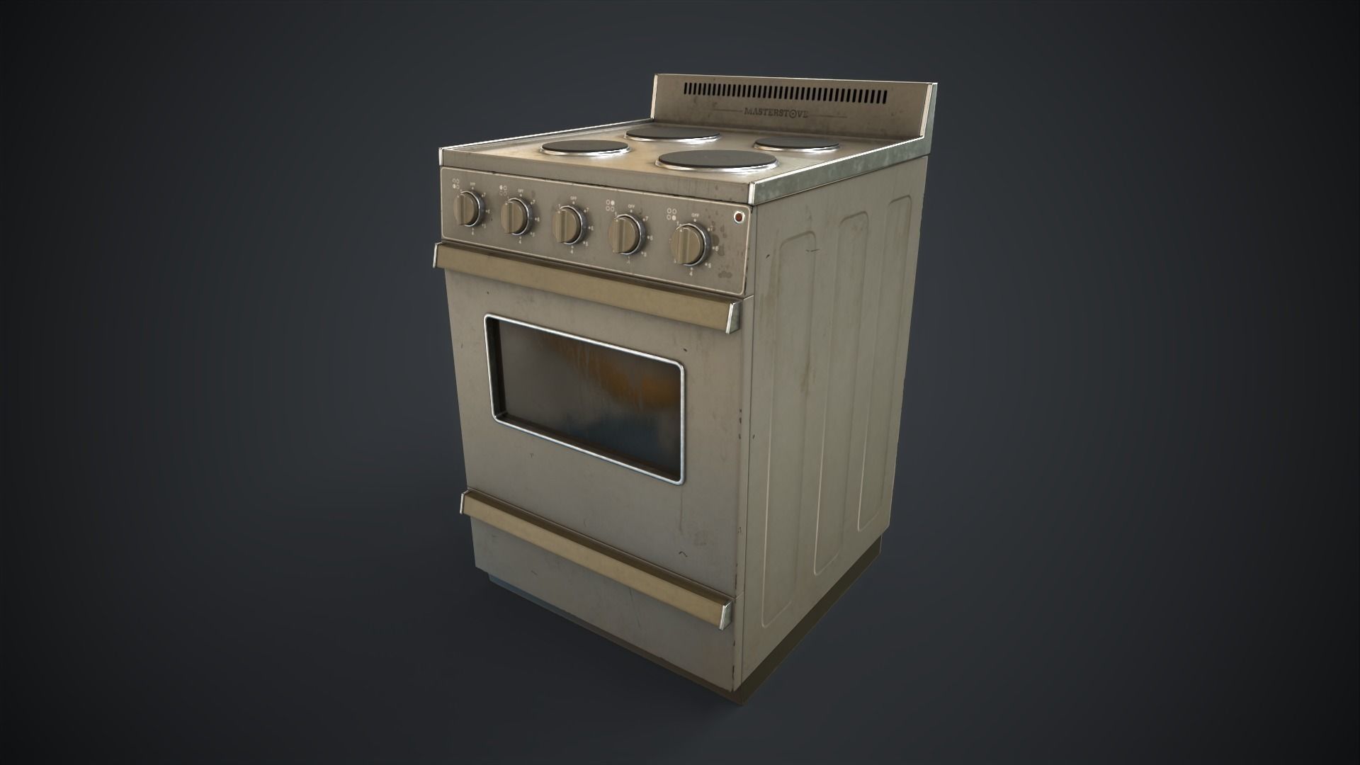 Electric stove and utensils set Low-poly 3D model_20