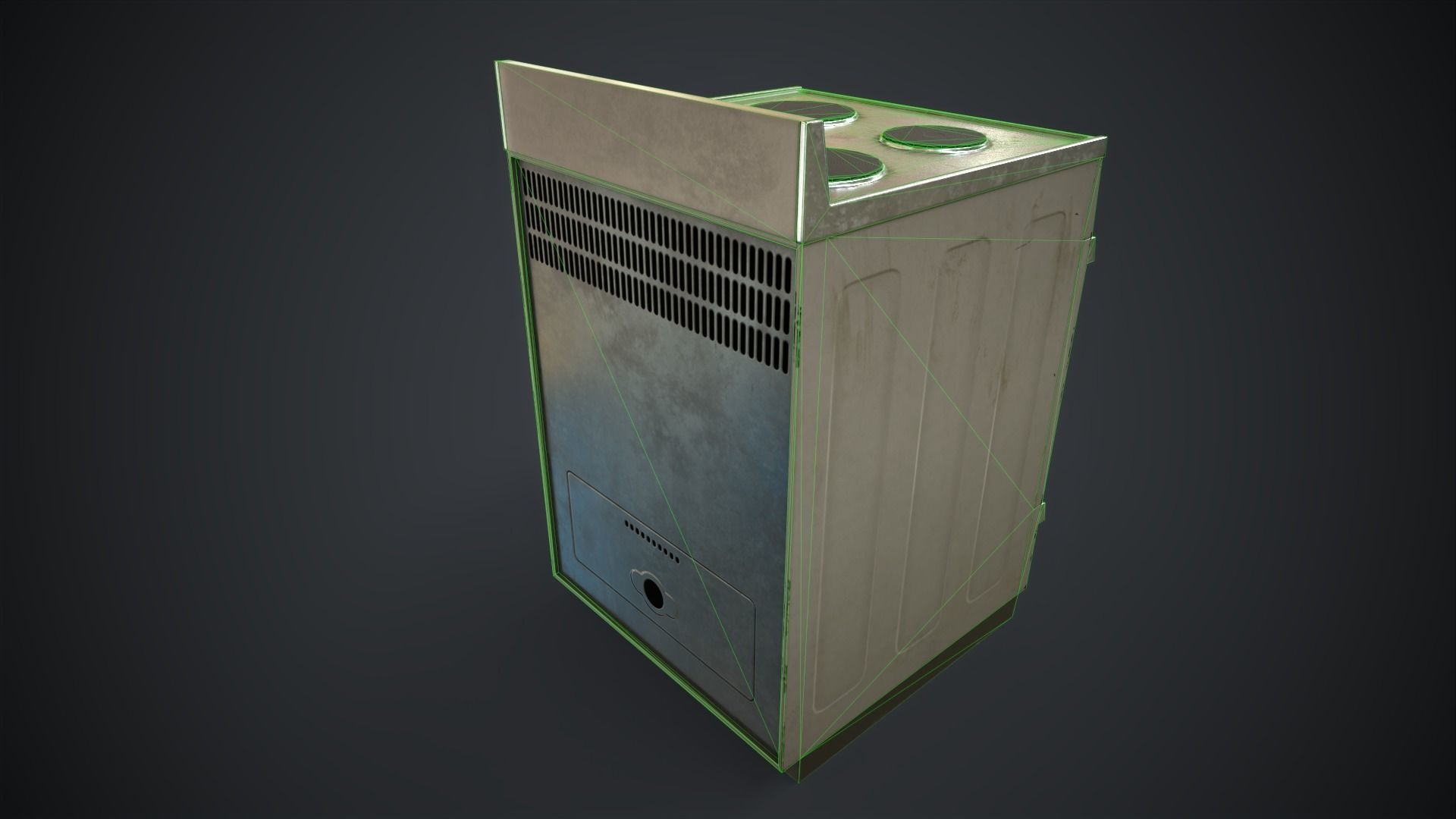 Electric stove and utensils set Low-poly 3D model_31