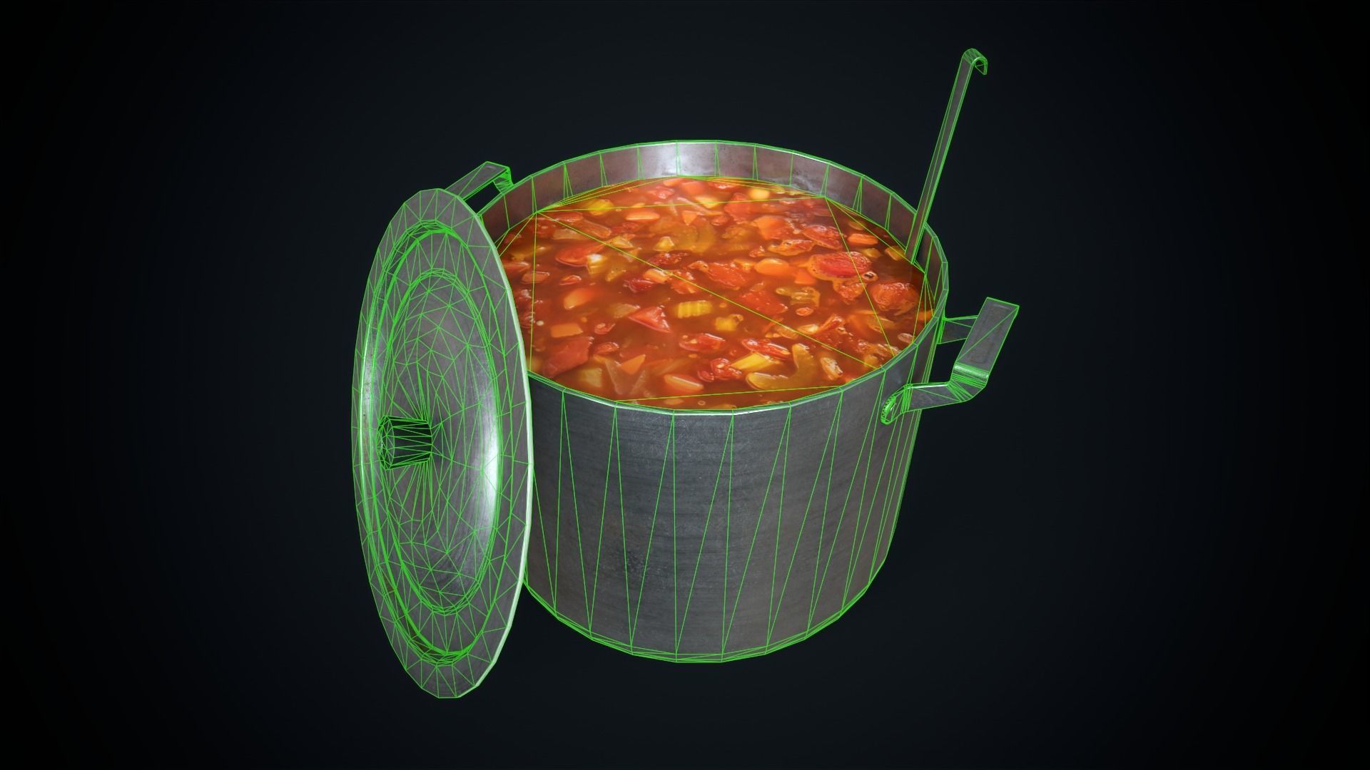 Electric stove and utensils set Low-poly 3D model_26