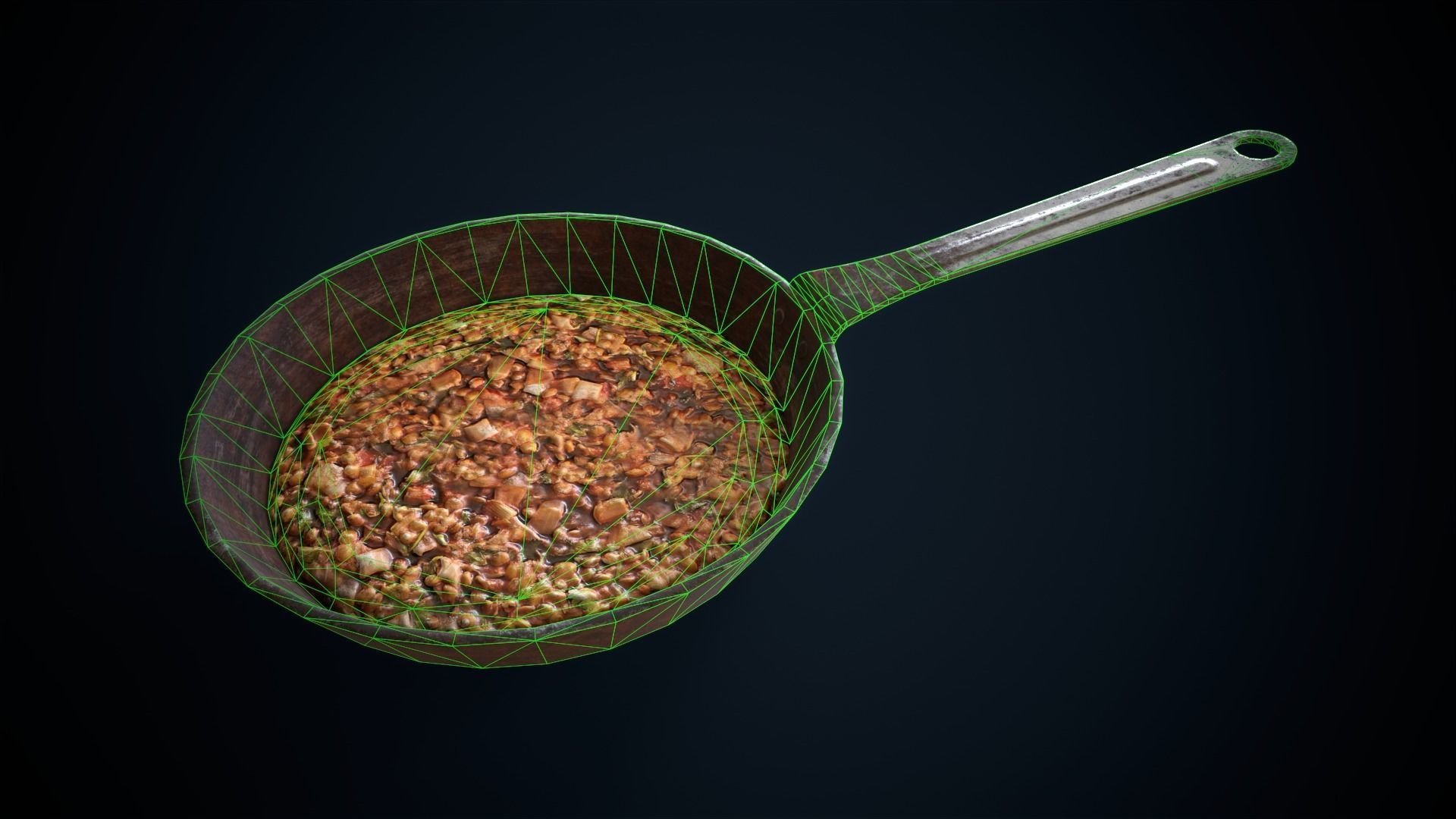 Electric stove and utensils set Low-poly 3D model_27