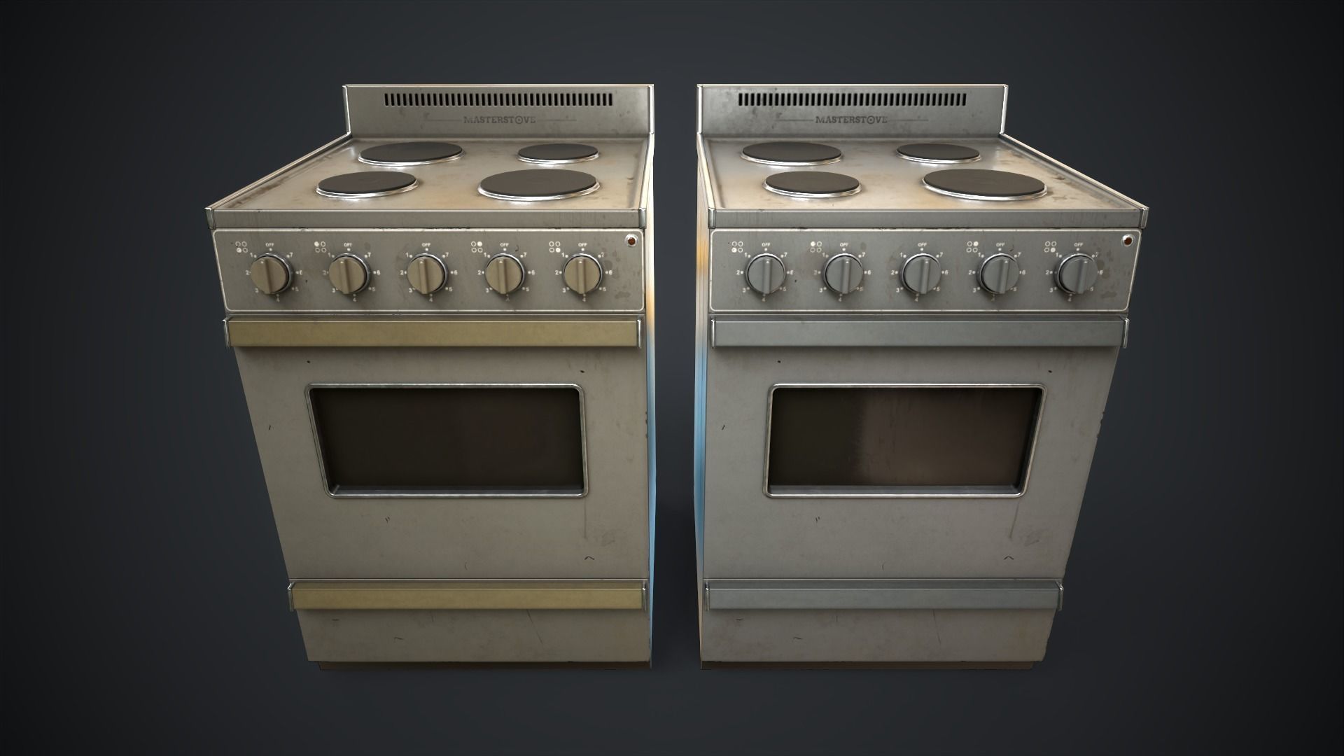 Electric stove and utensils set Low-poly 3D model_21
