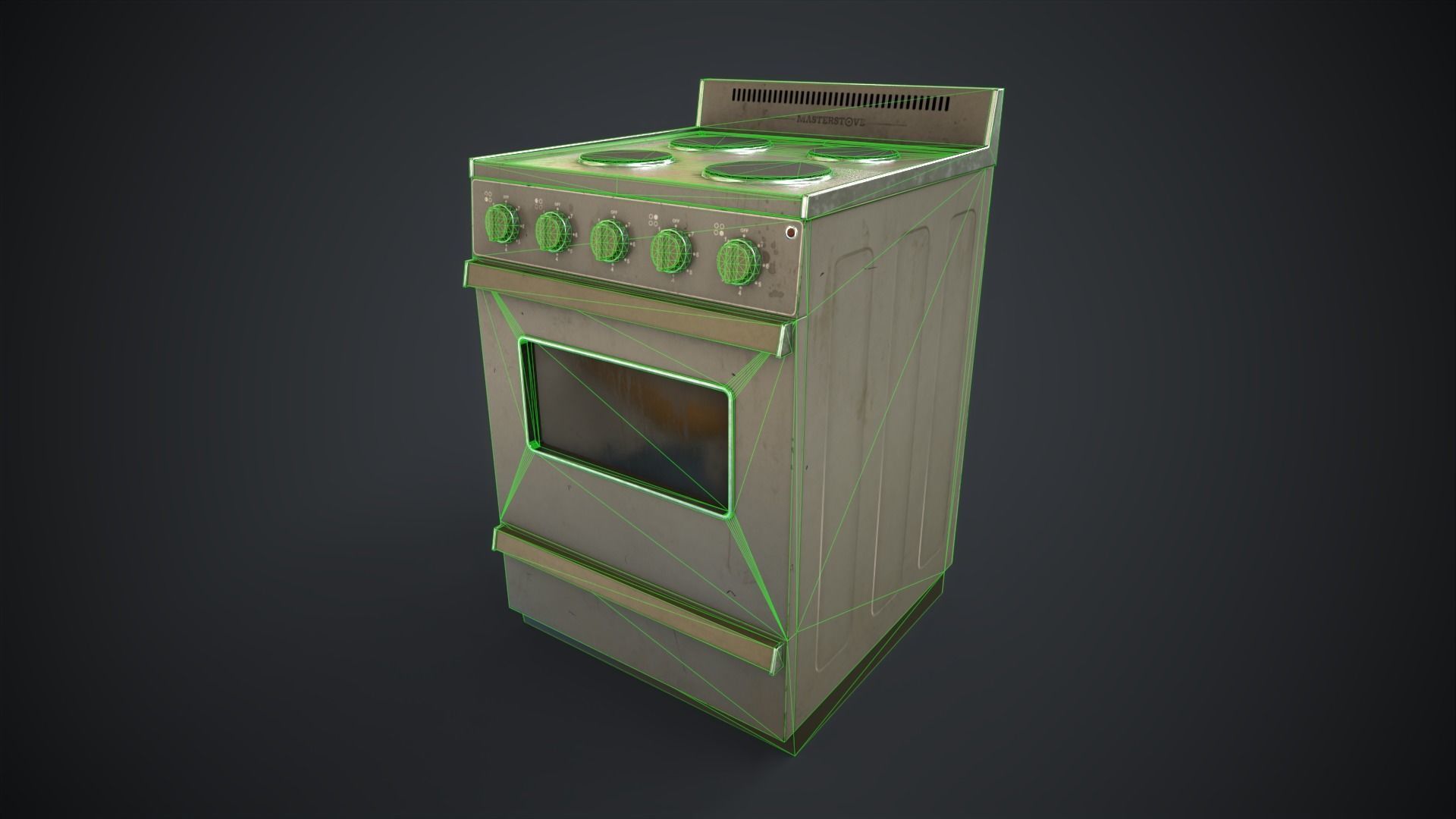 Electric stove and utensils set Low-poly 3D model_30