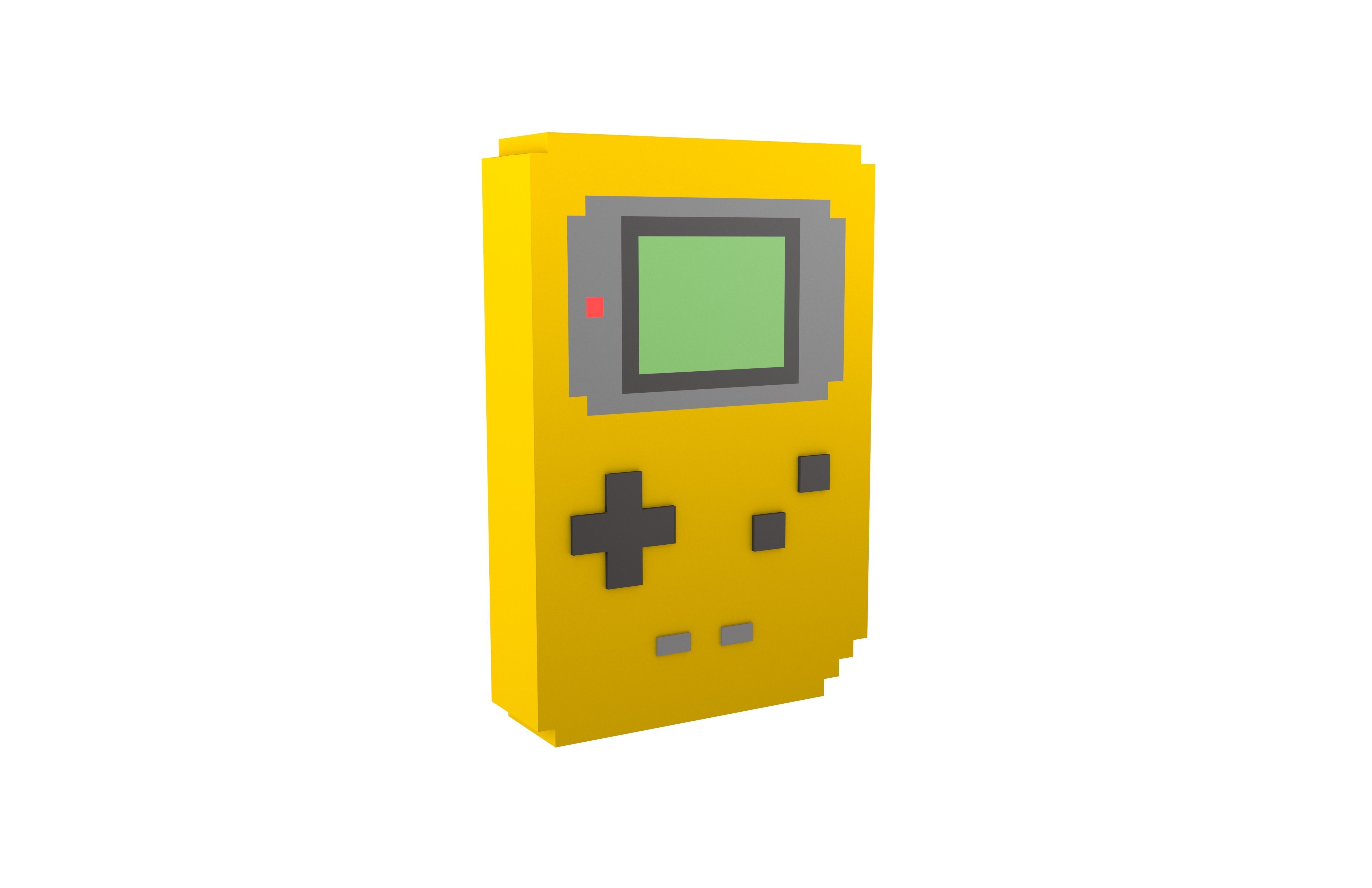 Pixel Gameboy v2 010 Low-poly 3D model_1