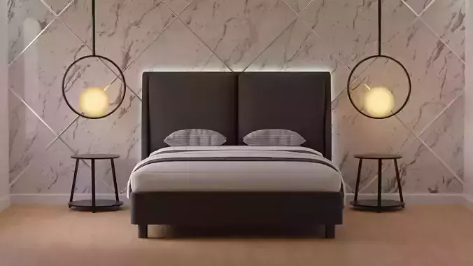 Bed 04 Low-poly 3D model