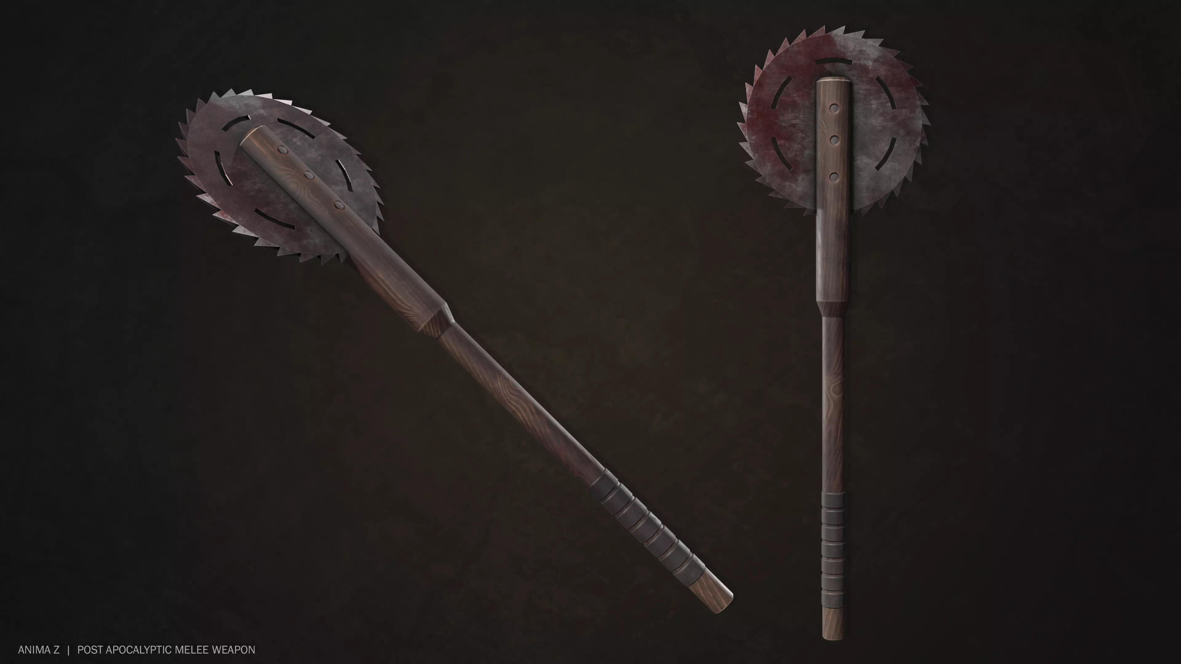 Post Apocalyptic melee weapon Low-poly 3D model