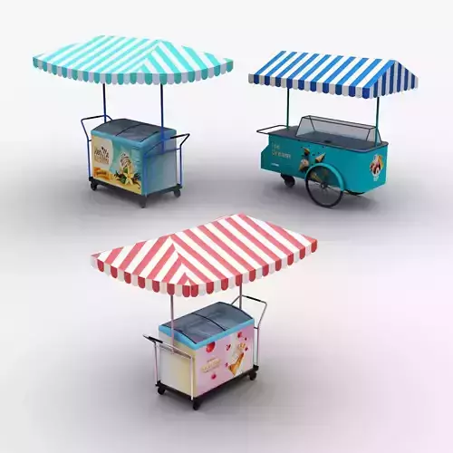  Ice Cream Cart Pack Low-poly 3D model