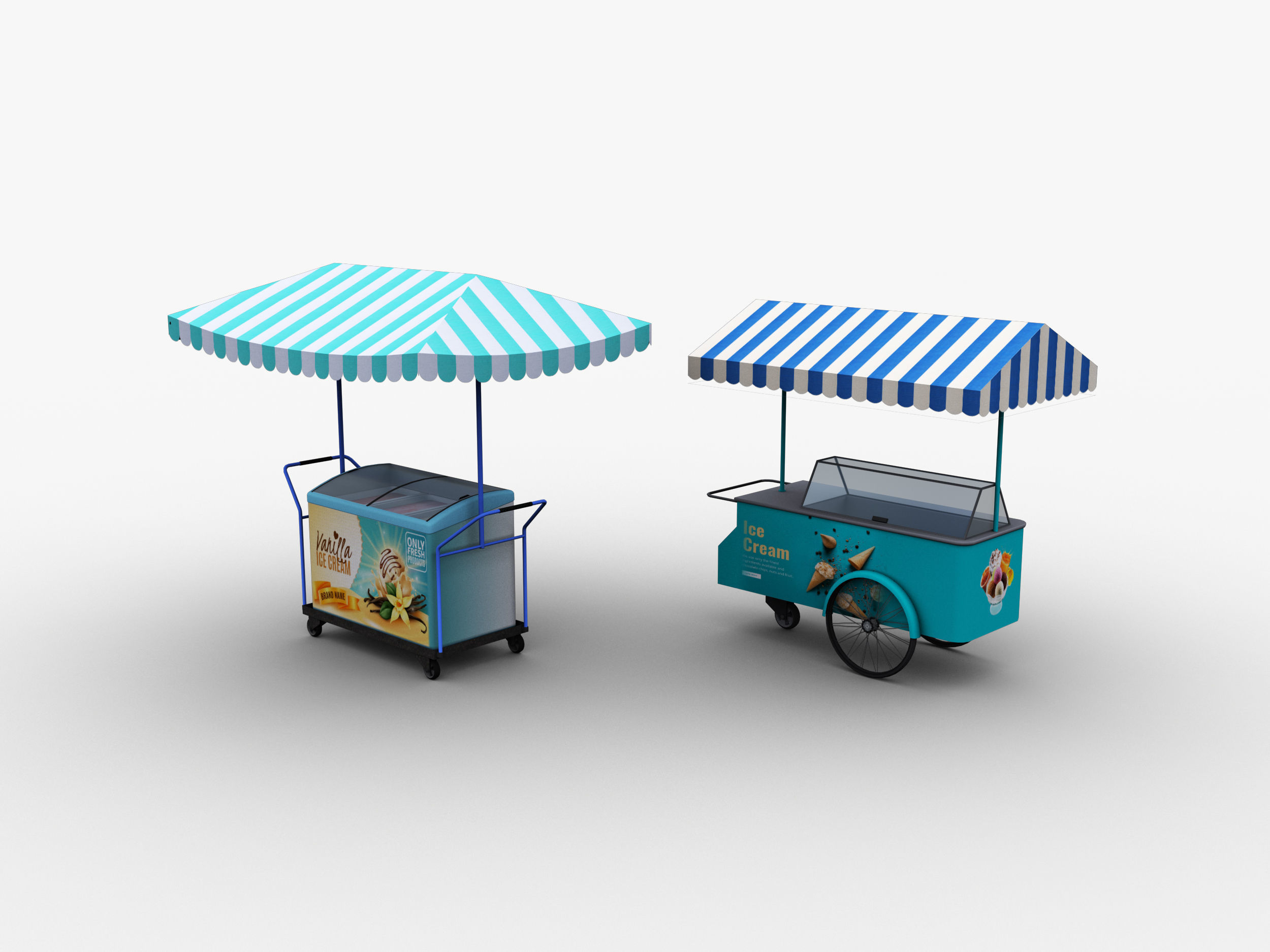 Ice Cream Cart Pack Low-poly 3D model_2