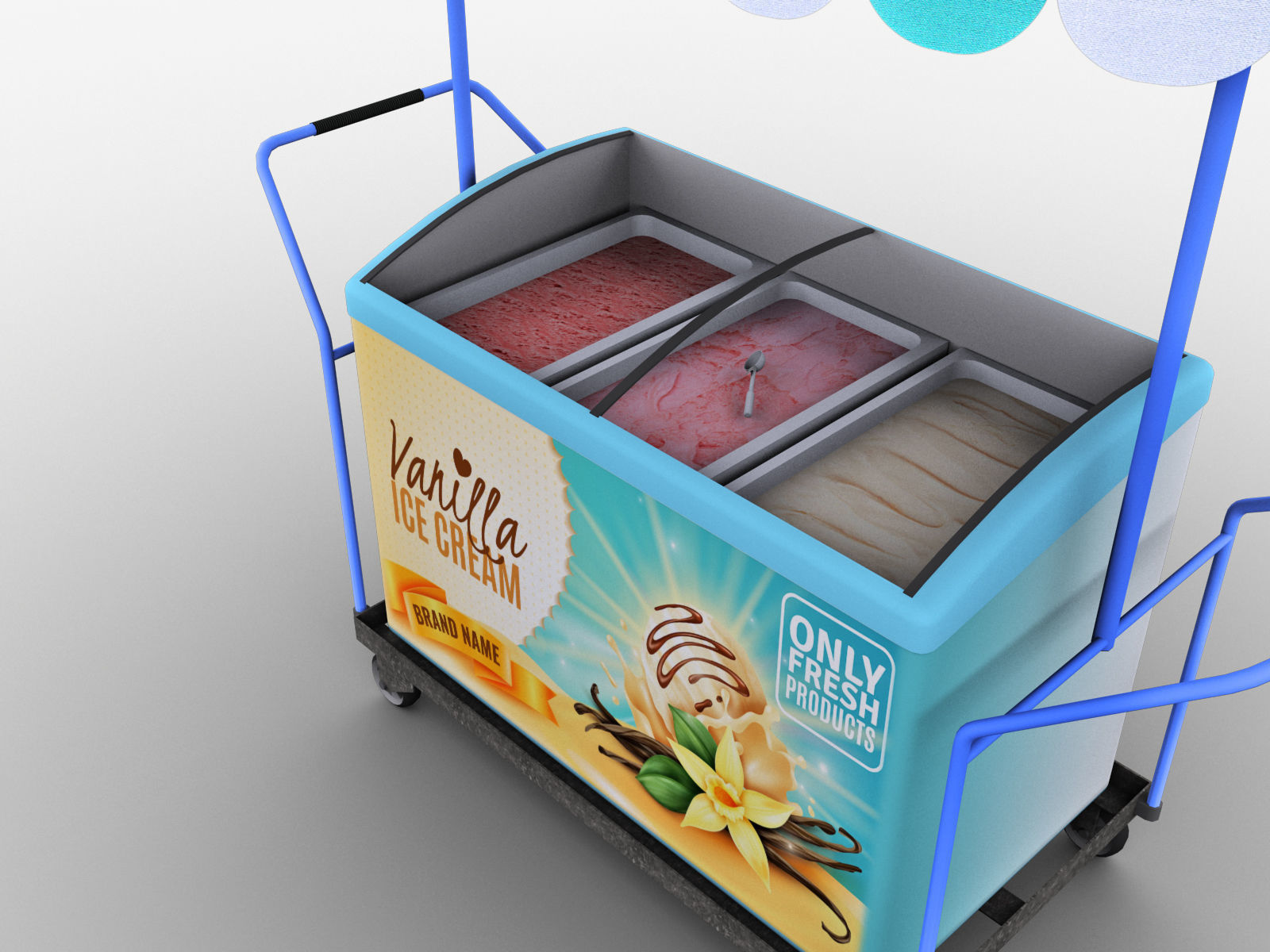 Ice Cream Cart Pack Low-poly 3D model_3