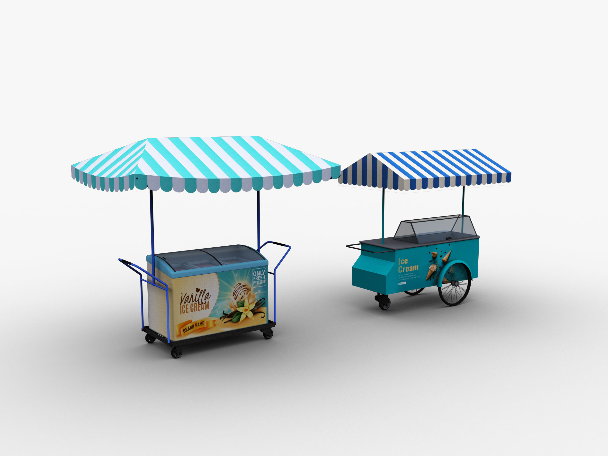Ice Cream Cart Pack Low-poly 3D model_1