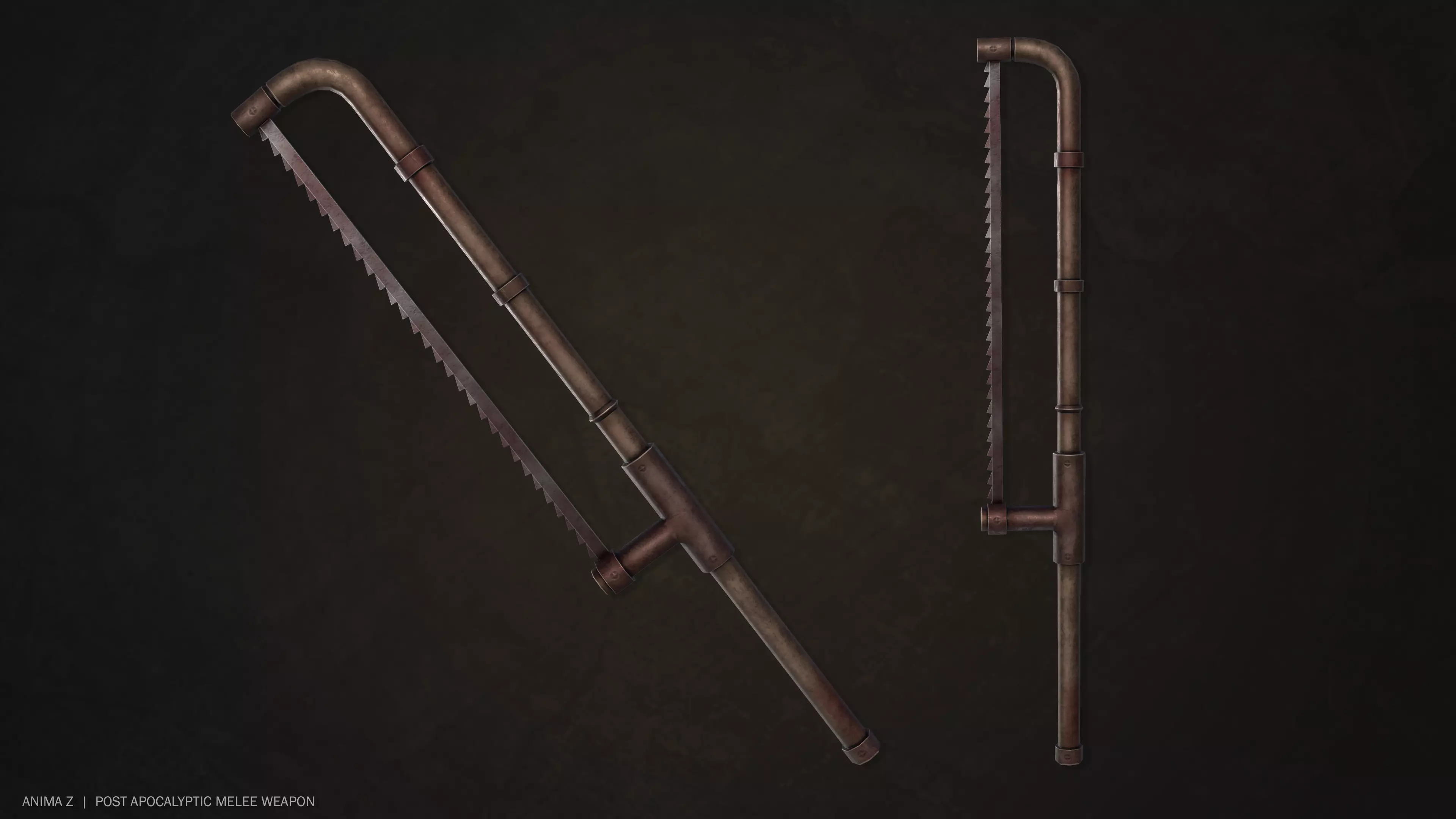 Post Apocalyptic melee weapon Low-poly 3D model