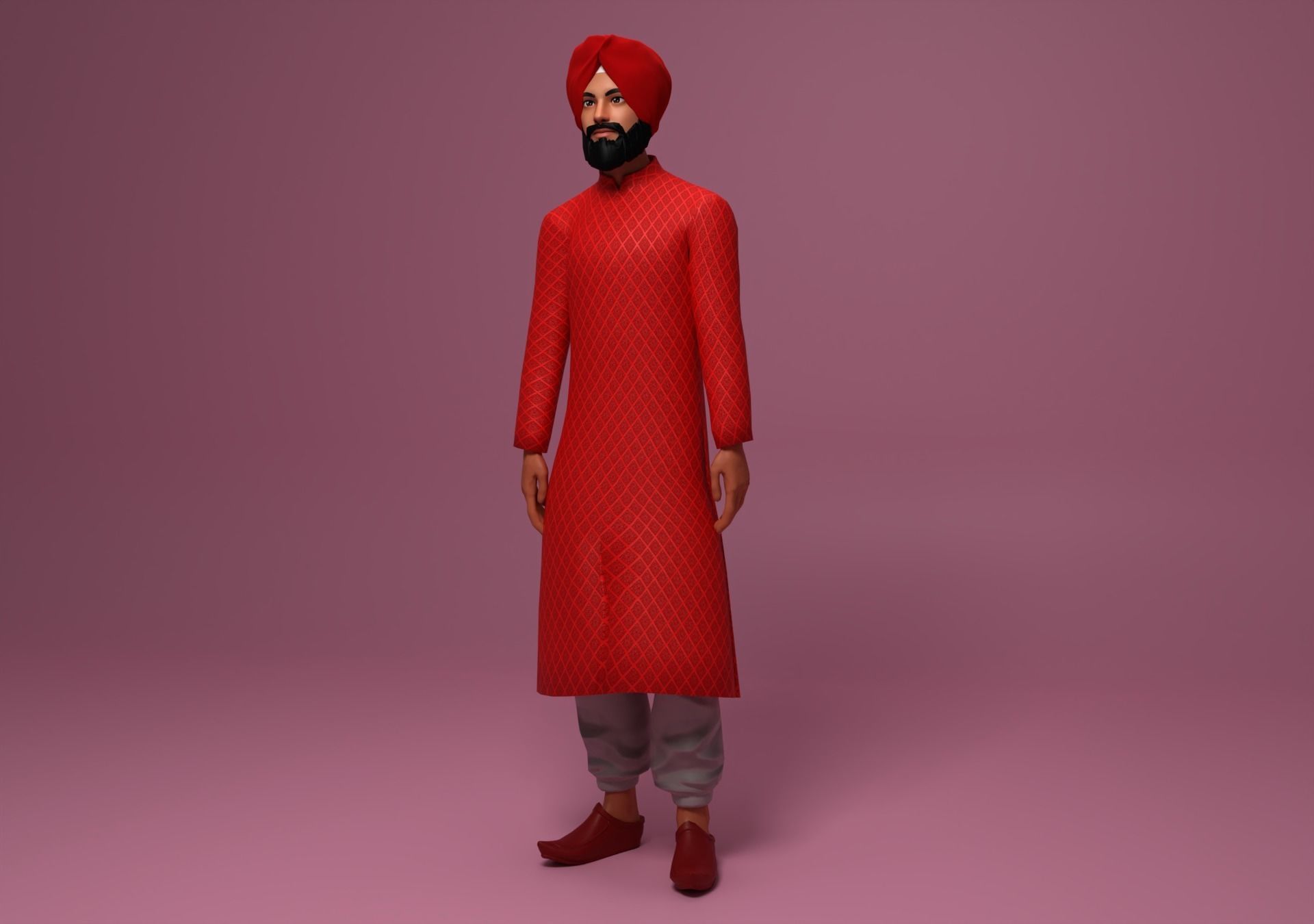 Sikh Sardar ji 3D Character Low-poly 3D model_2
