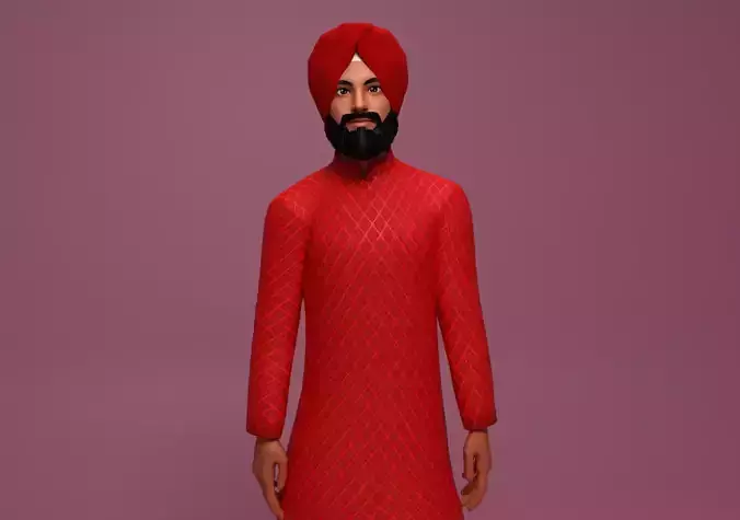 Sikh Sardar ji 3D Character Low-poly 3D model