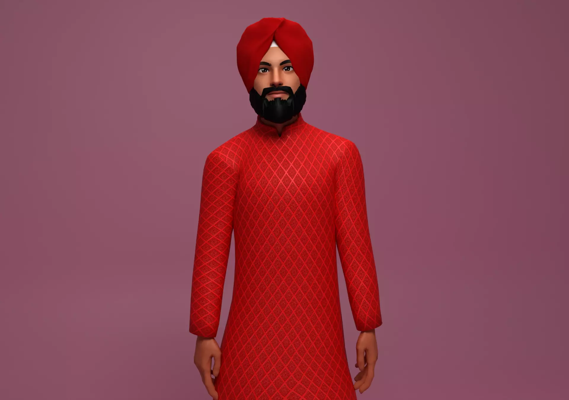 Sikh Sardar ji 3D Character Low-poly 3D model_0