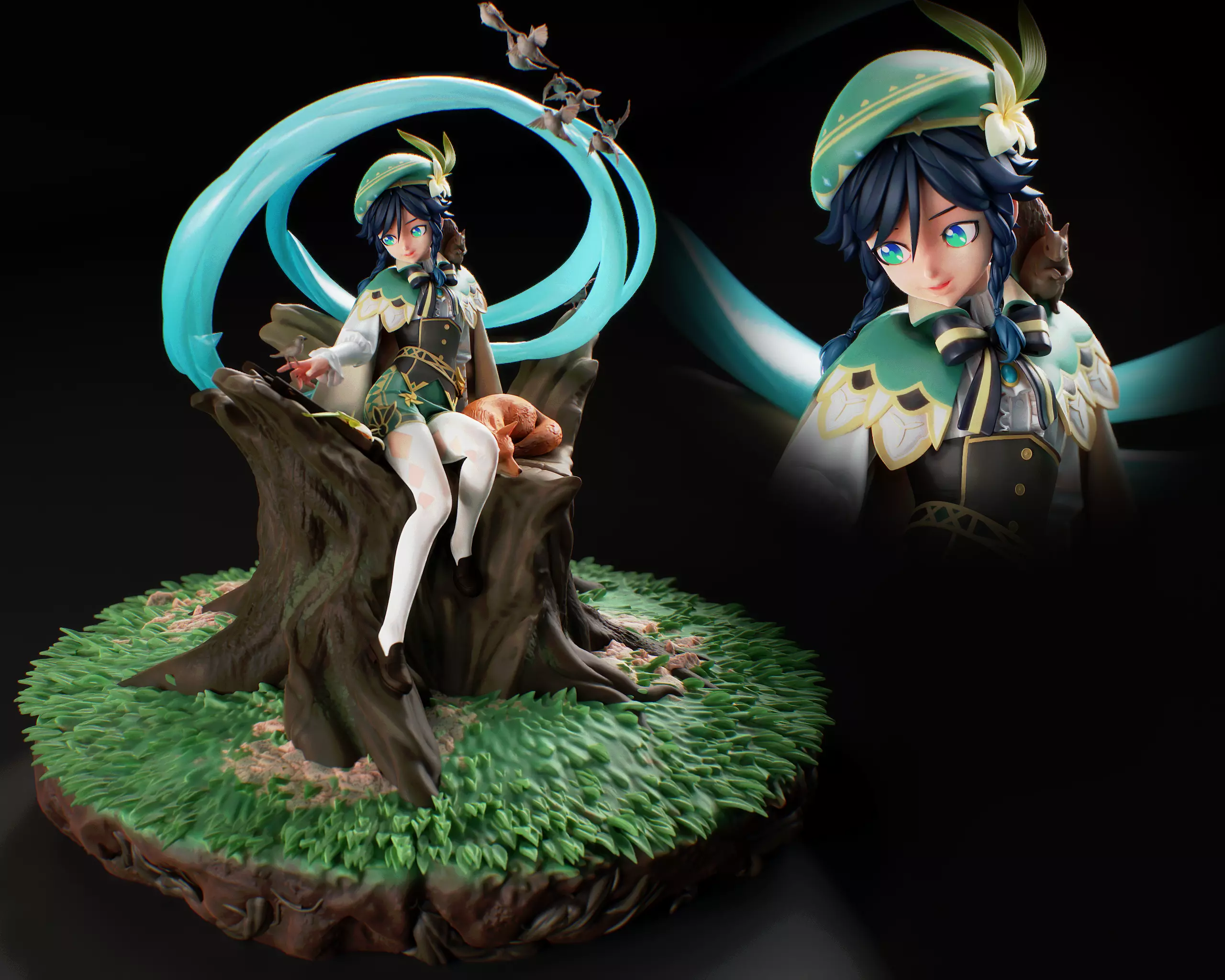 Genshin Impact Venti 3D print model_0