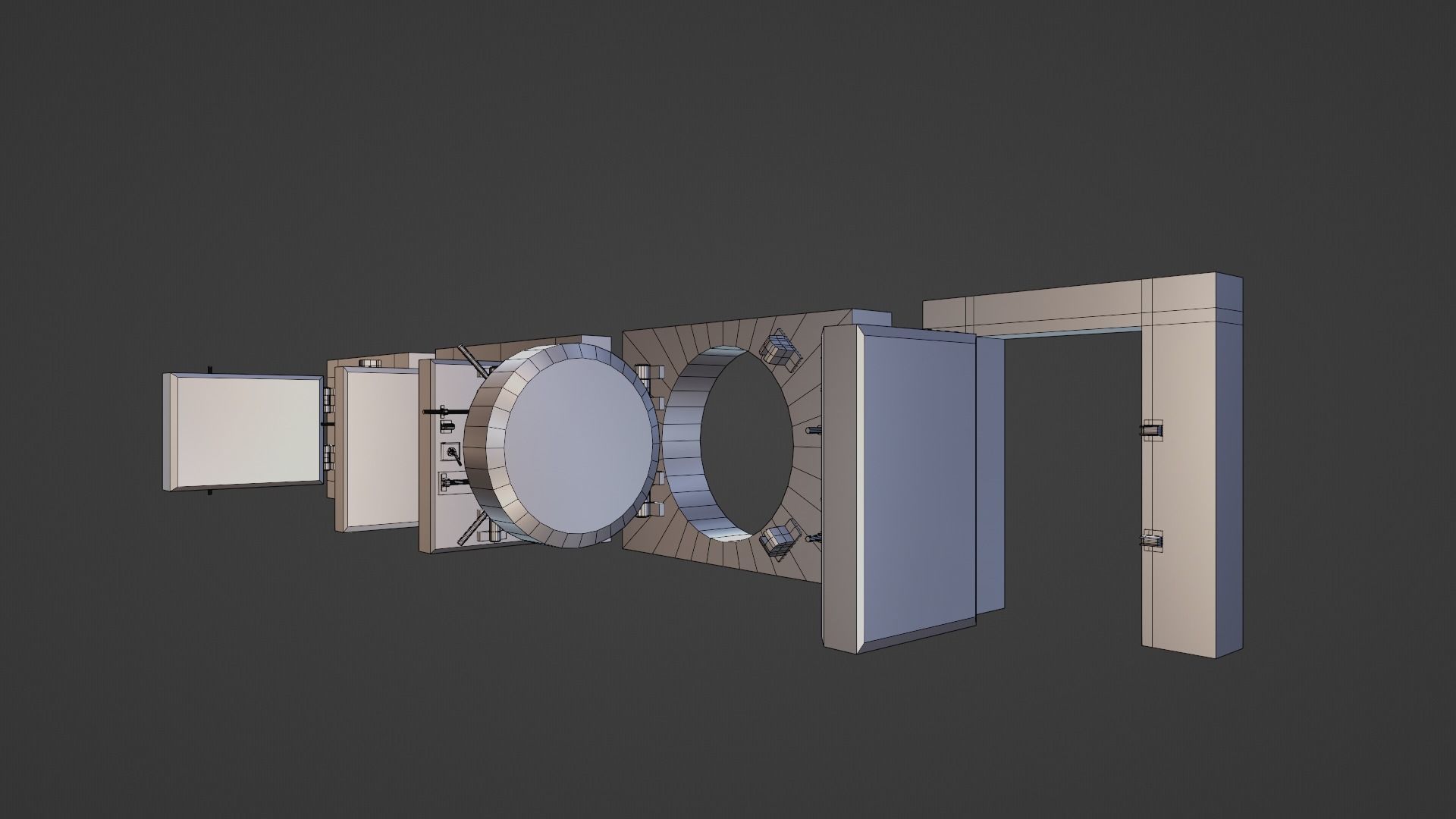 Reinforced Vault Door Set Low-poly 3D model_23