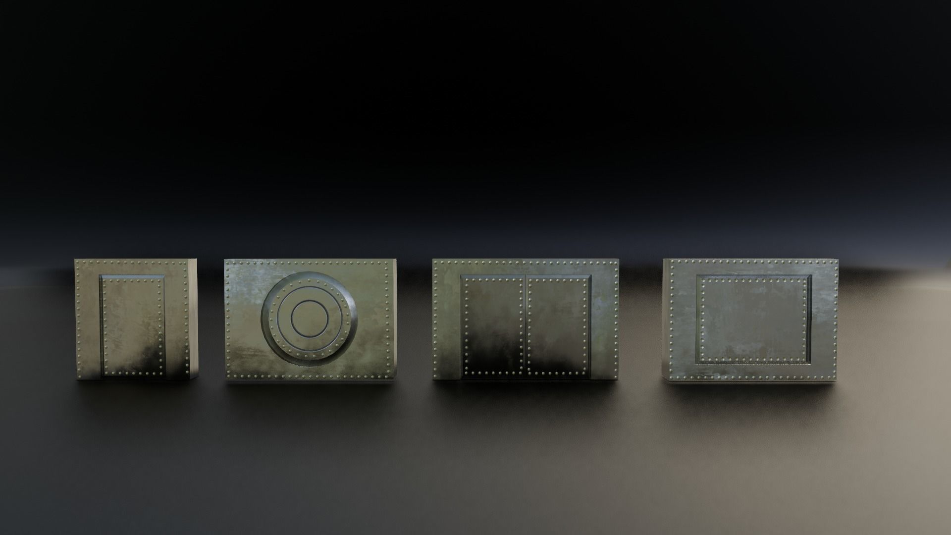 Reinforced Vault Door Set Low-poly 3D model_4