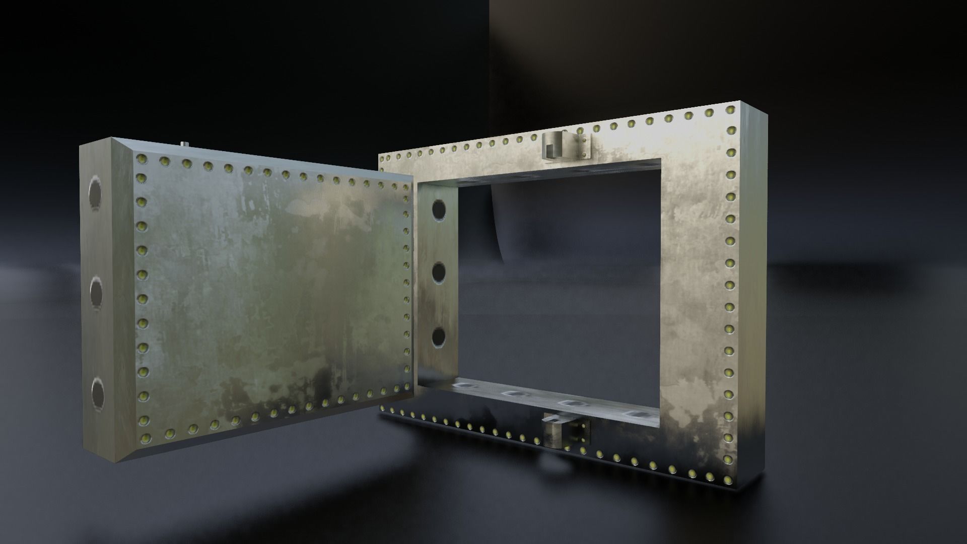 Reinforced Vault Door Set Low-poly 3D model_21