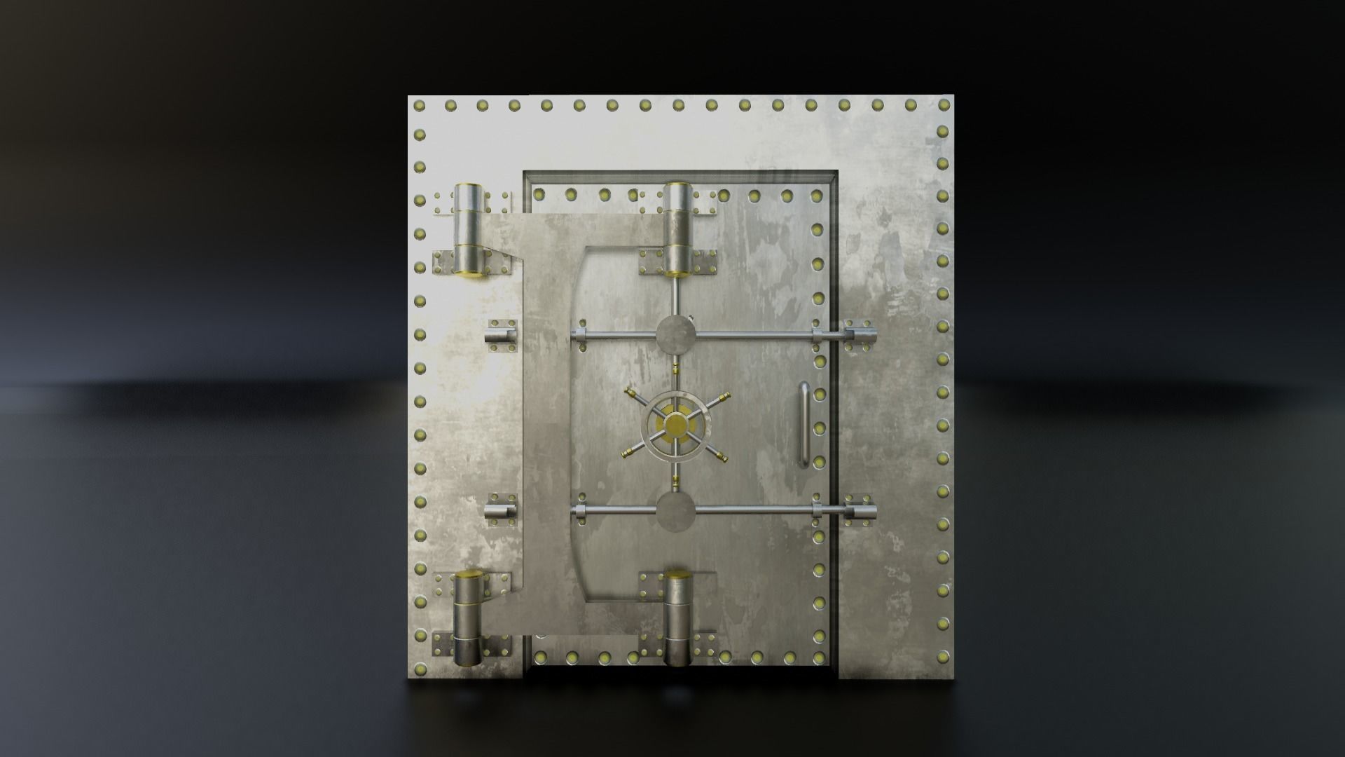 Reinforced Vault Door Set Low-poly 3D model_6