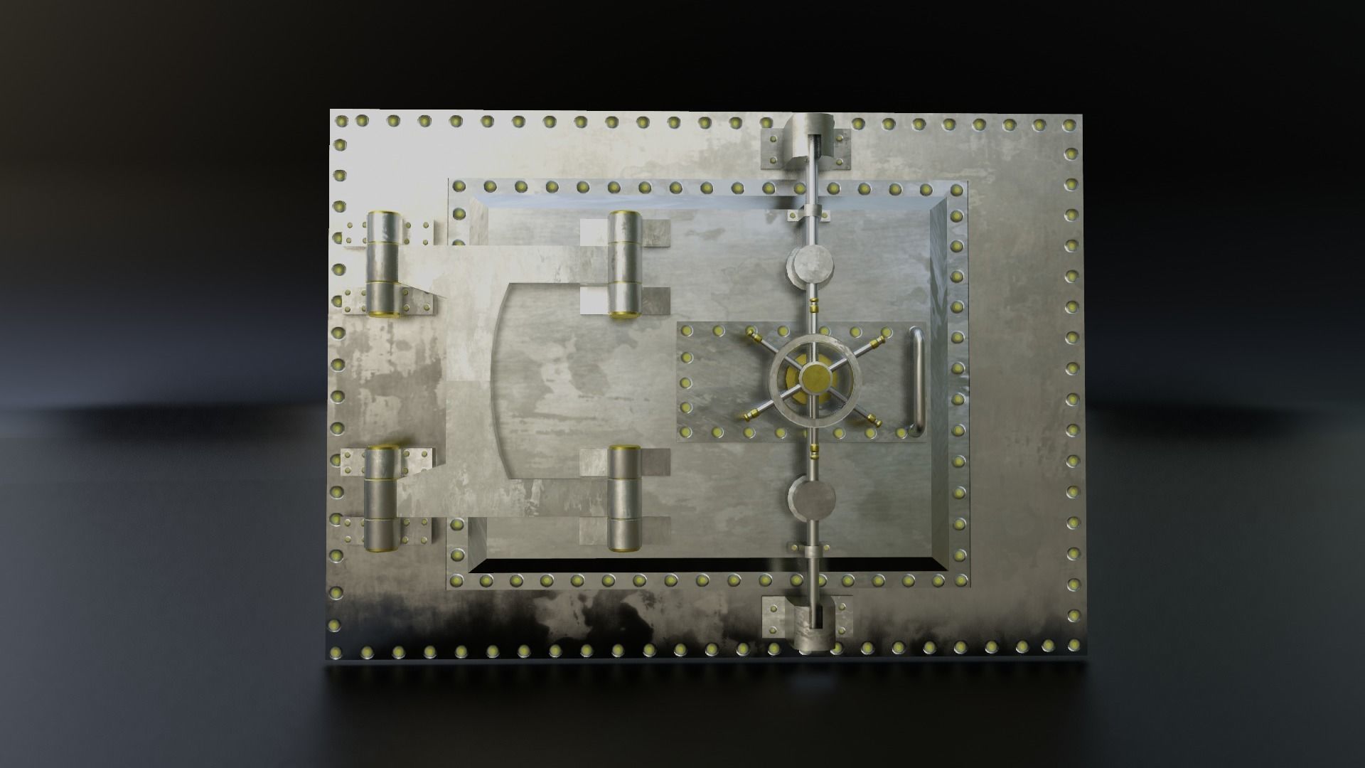 Reinforced Vault Door Set Low-poly 3D model_18