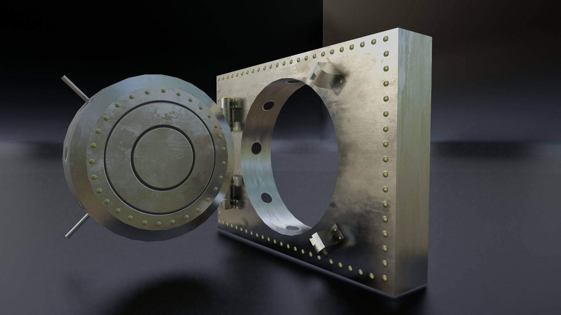 Reinforced Vault Door Set Low-poly 3D model_13