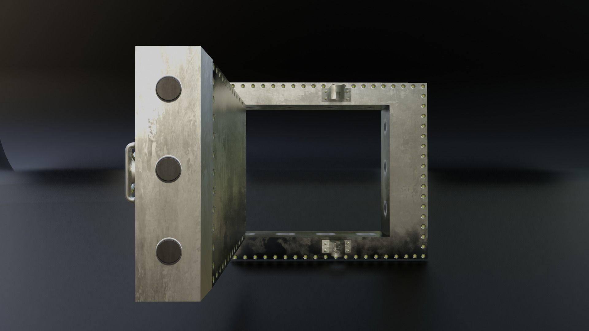 Reinforced Vault Door Set Low-poly 3D model_20