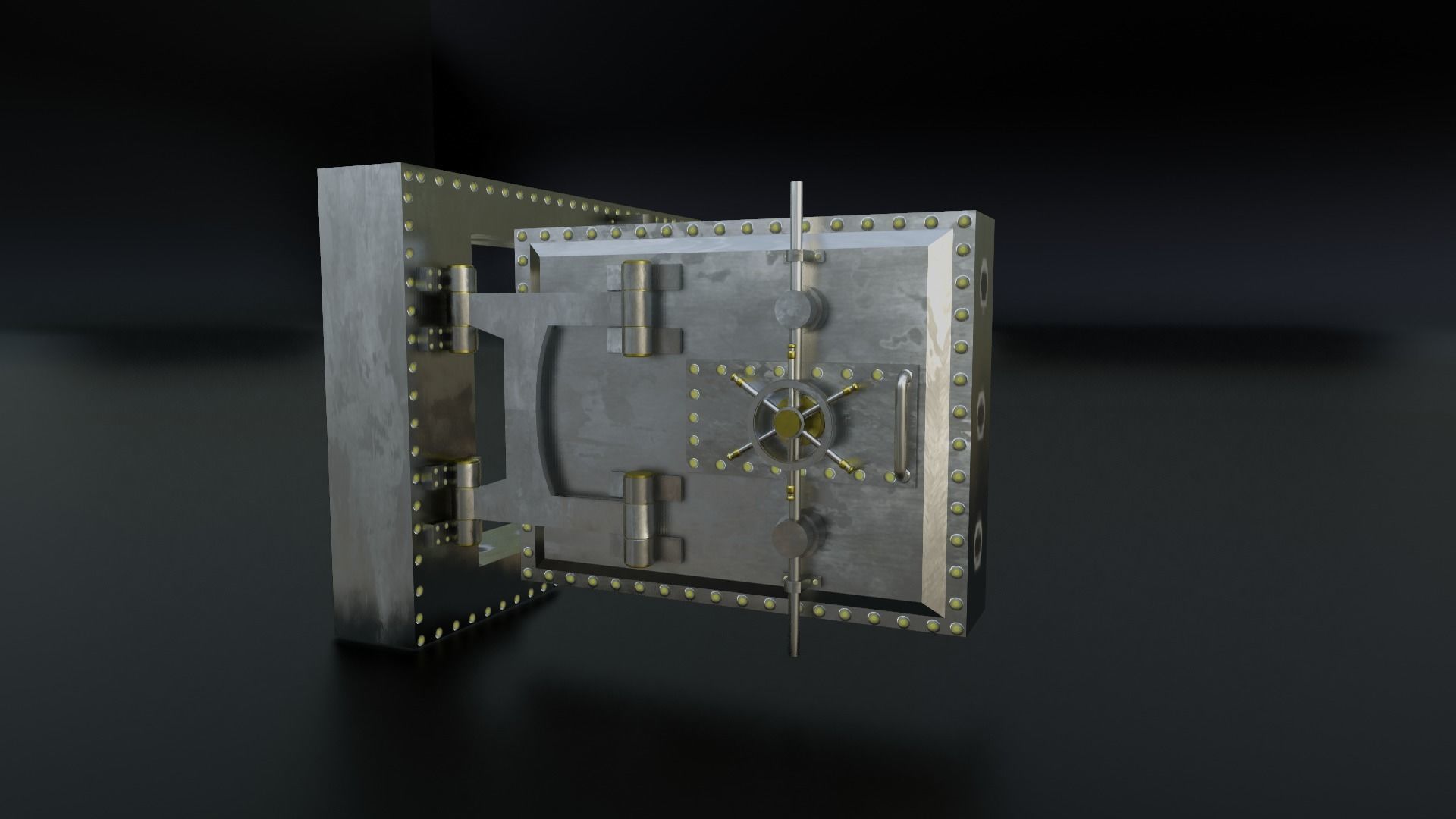 Reinforced Vault Door Set Low-poly 3D model_19