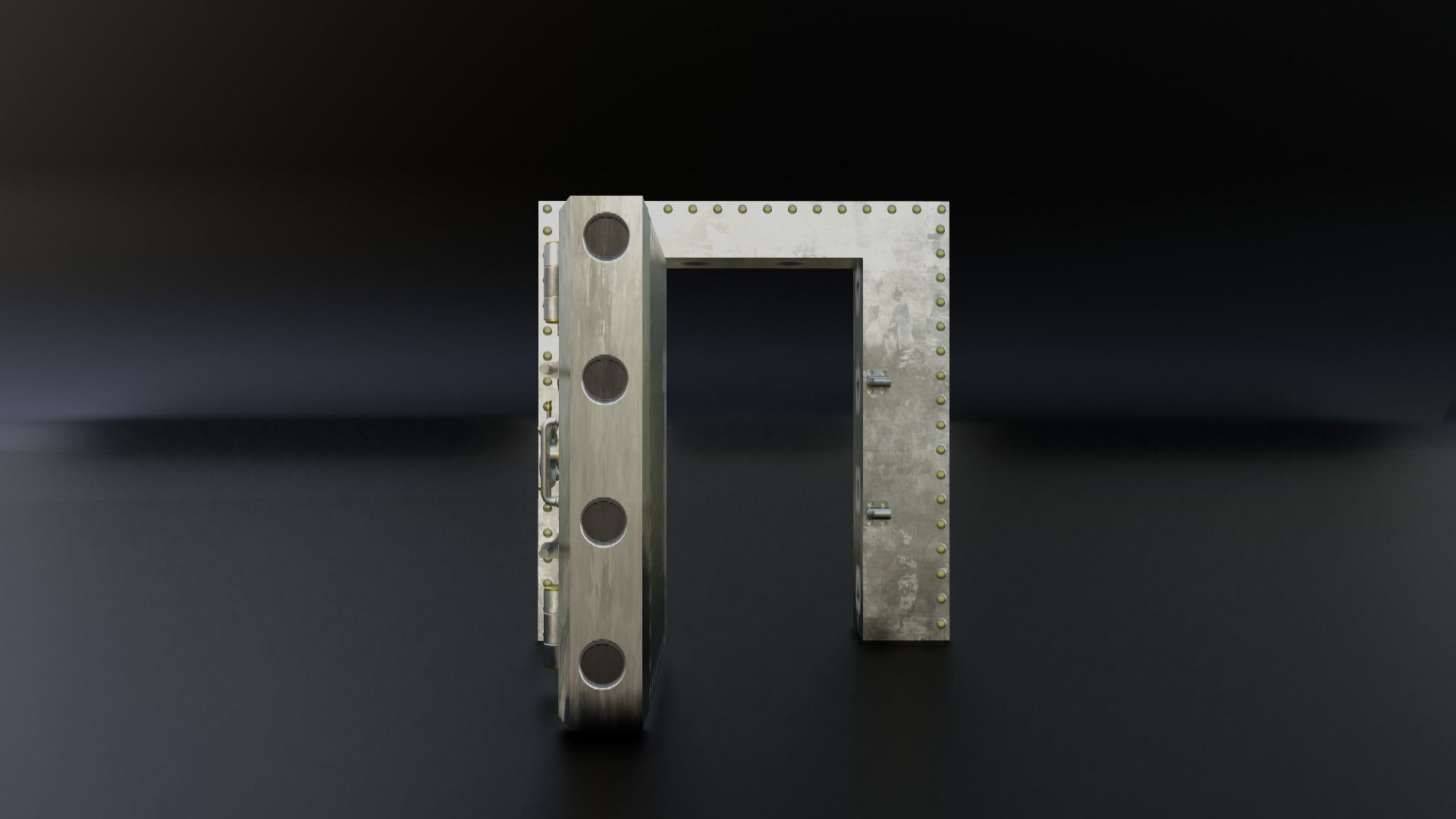 Reinforced Vault Door Set Low-poly 3D model_8