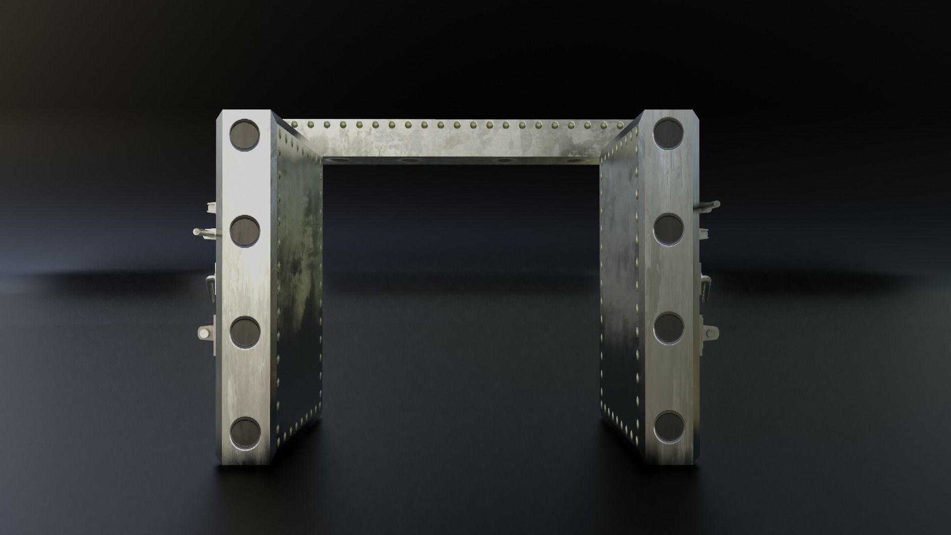 Reinforced Vault Door Set Low-poly 3D model_16