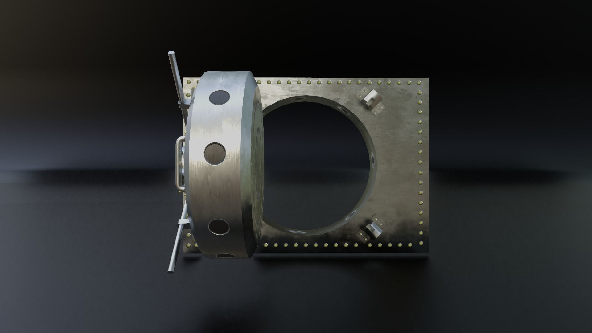 Reinforced Vault Door Set Low-poly 3D model_12