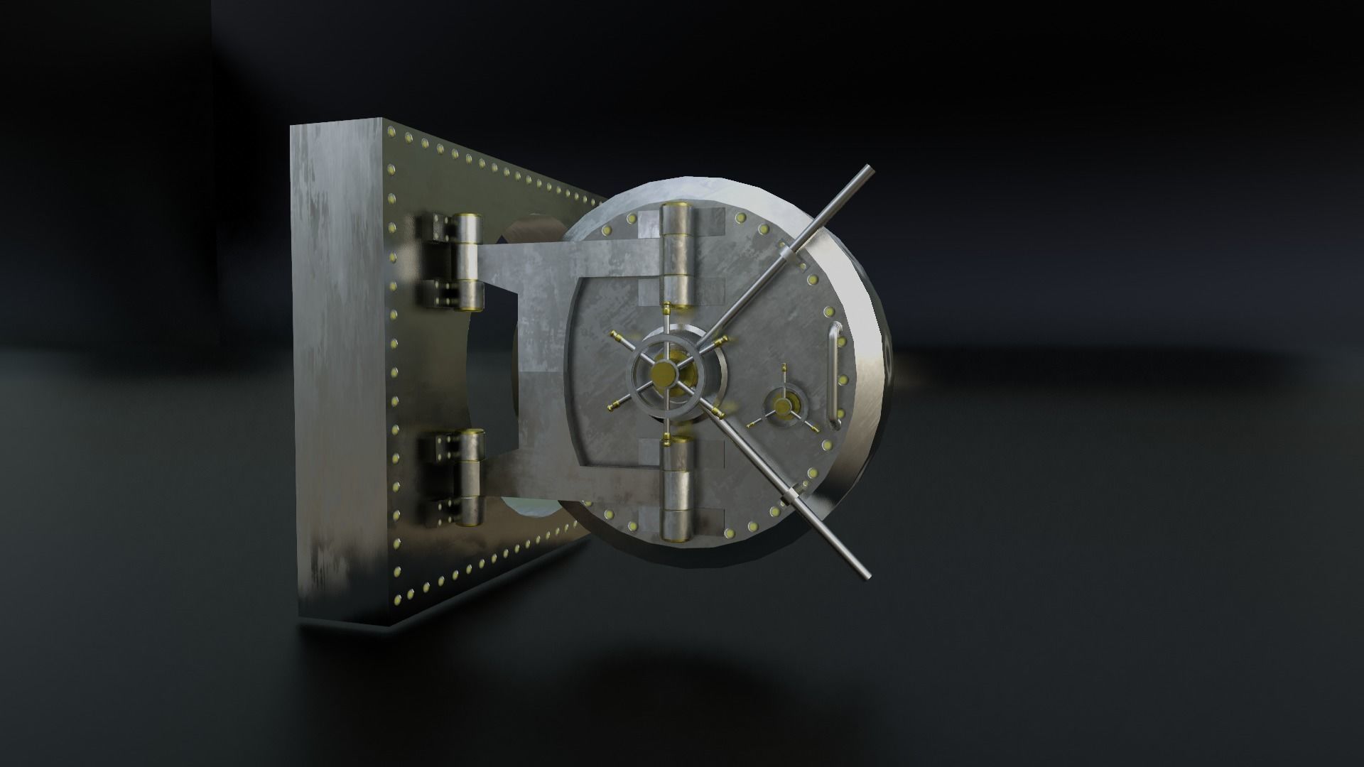 Reinforced Vault Door Set Low-poly 3D model_11