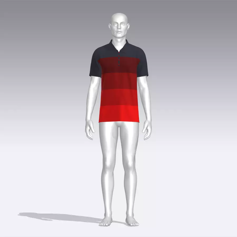 T-shirt mannequin wearing polo shirt Low-poly 3D model_0