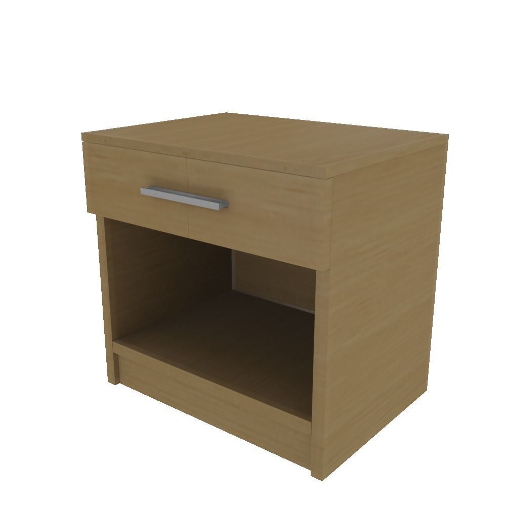 Oak Effect Bedside Unit Cabinet MDF Drawer 3D model_1