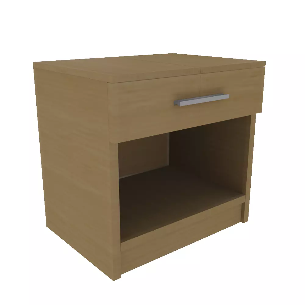 Oak Effect Bedside Unit Cabinet MDF Drawer 3D model_0