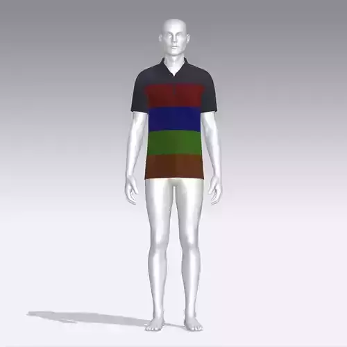 T-shirt mannequin wearing colorful polo shirt