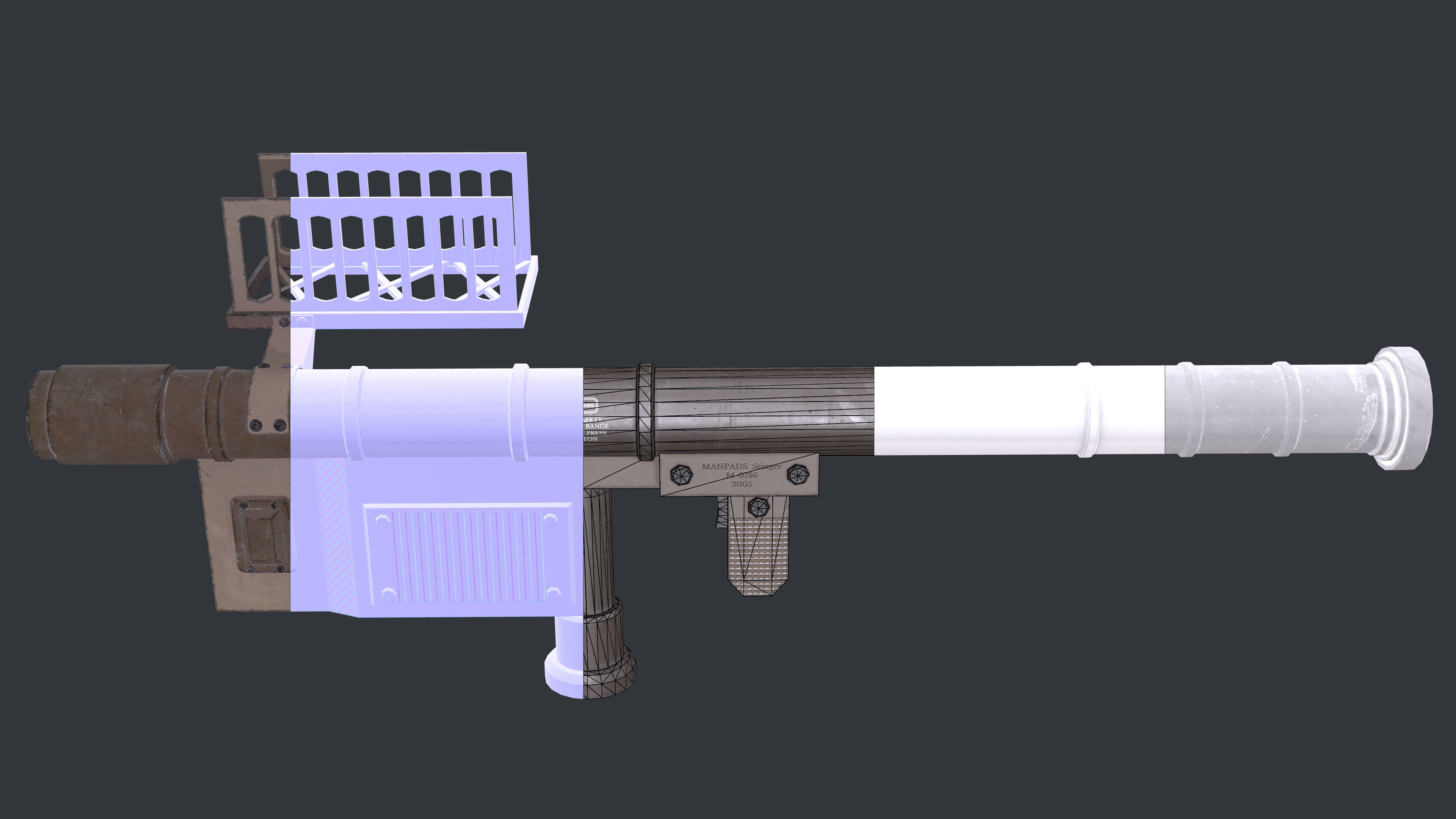 Rocket Launcher Game Ready 3 Low-poly 3D model_9