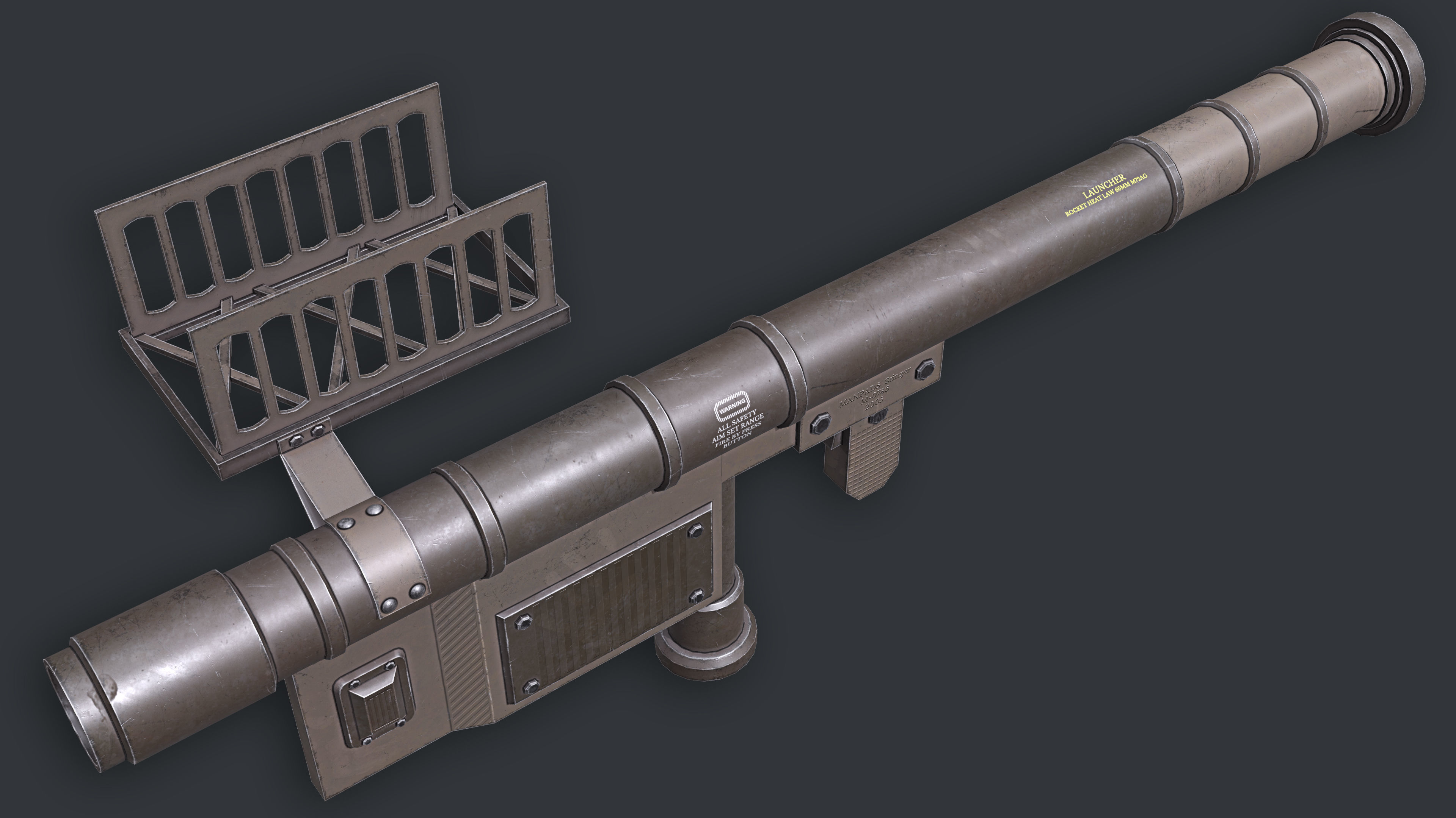 Rocket Launcher Game Ready 3 Low-poly 3D model_5