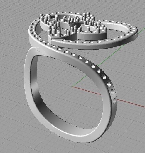 YD259 heart shaped ring 3D print model_1
