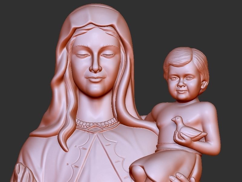 Mary with Chilld Jesus 3D print model_14