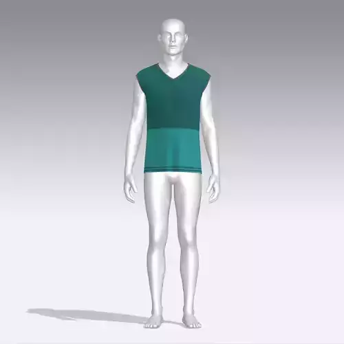 T-shirt mannequin wearing teal shirt